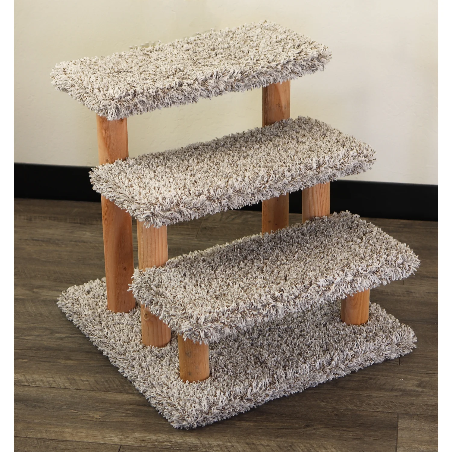New Cat Condos Solid Wood Stairs for Cats and Dogs, Gray Speckled