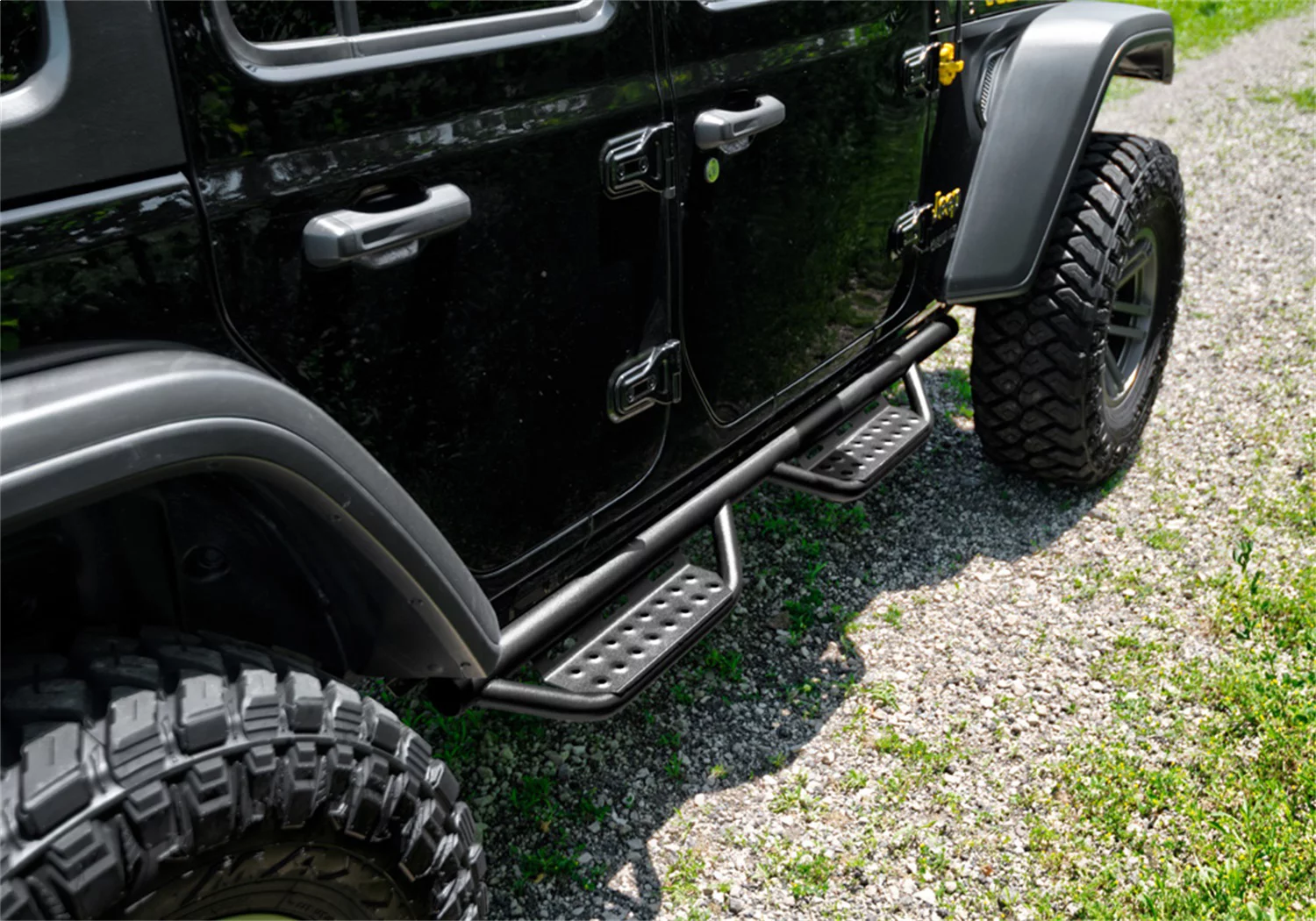 N-Fab Nerf Steps RS | Textured Black, Wheel-to-Wheel | 518414622 | Fits 2018-2024 Jeep Wrangler JL 2 Door SUV, SRW Gas