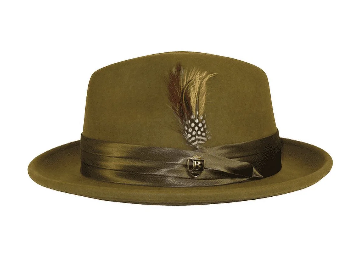 Mens Bruno Capelo Hat Australian Wool Crushable Fedora Giovani Olive Green UN111