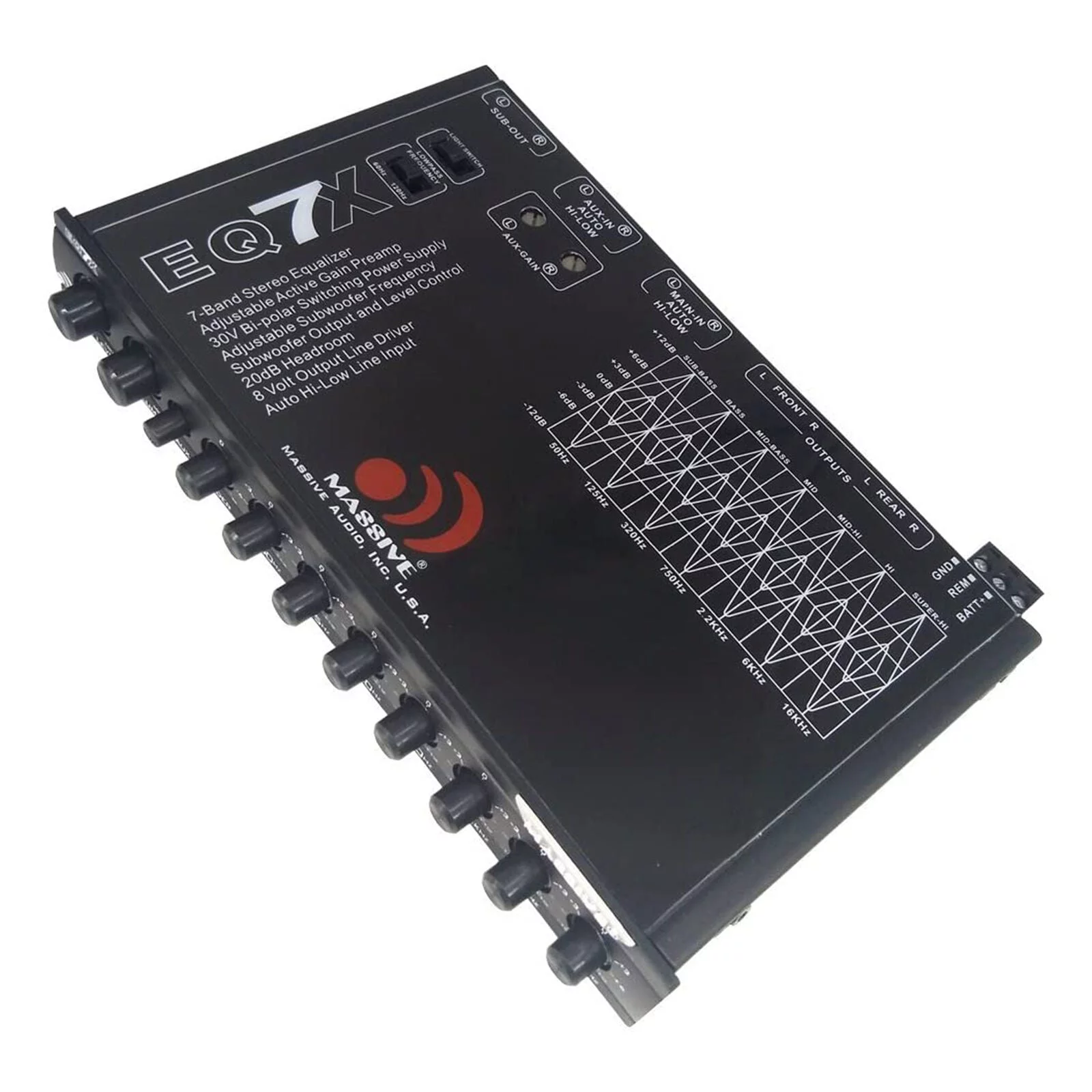 Massive Audio 8V Line Equalizer Drive 7 Band Graphic EQ7X New