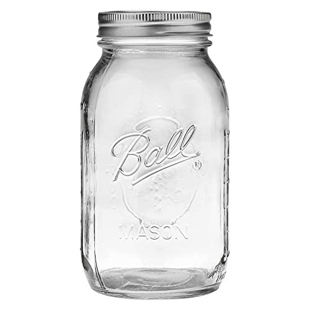 Ball WIDE MOUTH Quart (32 oz.) Glass Food Preserving Pickling Canning Mason Jar with Lid and Band, Clear, 6-Count