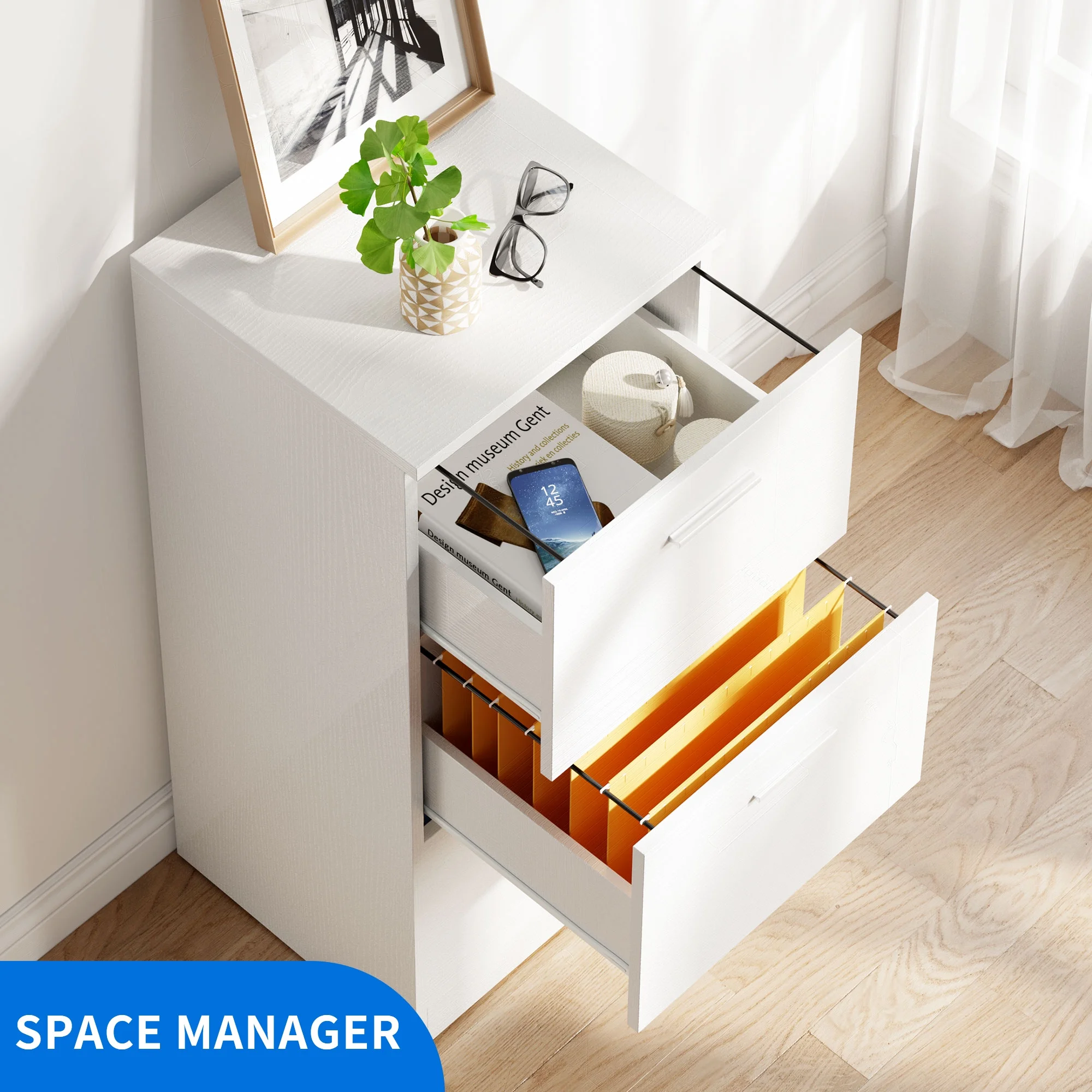 Dextrus 3-Drawer Wood File Cabinet with Lock,15.82