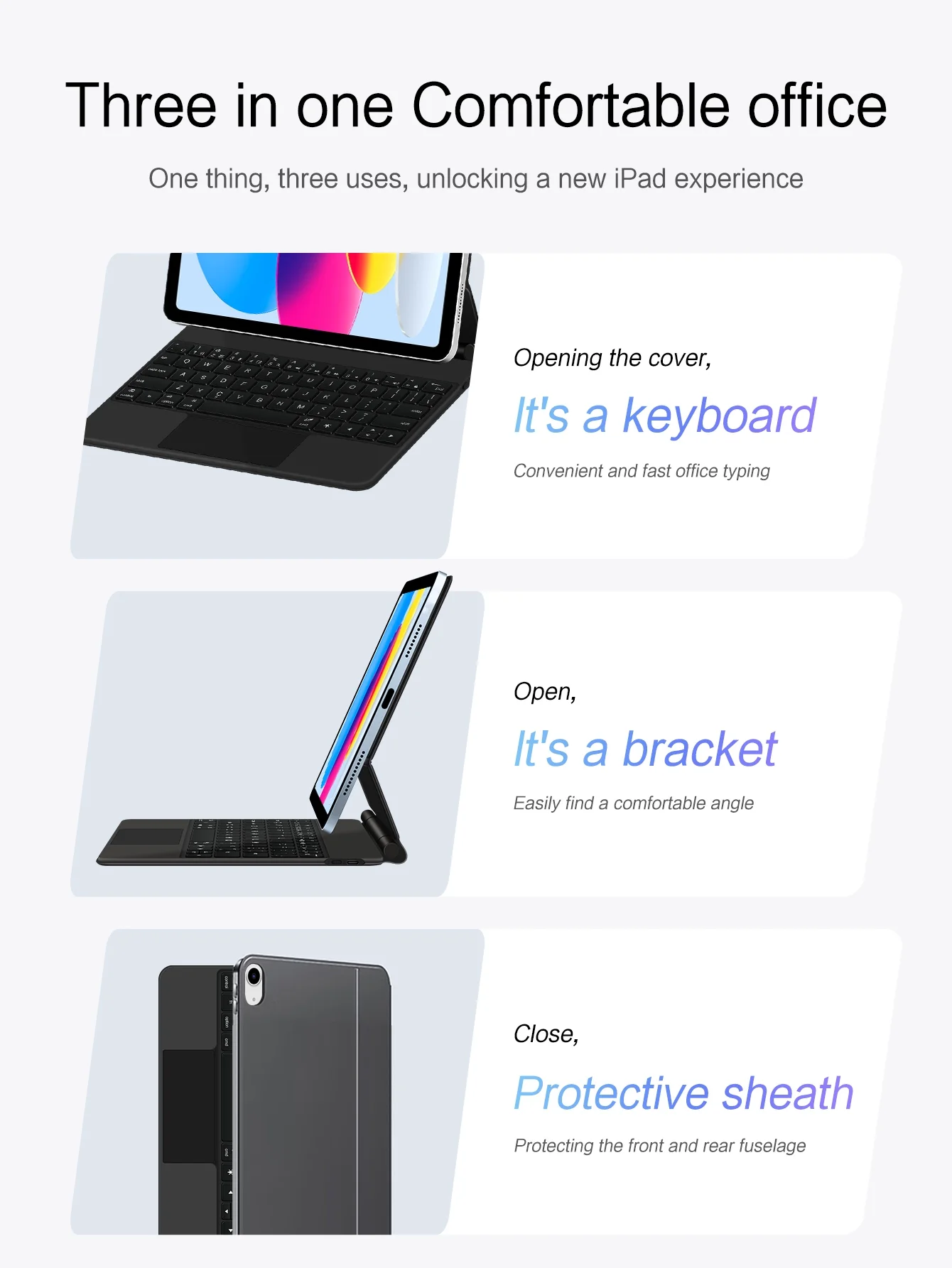 Backlight Magic Keyboard For iPad 10th Generation 10.9 inch 2022 2023 Smart Keyboards Case for ipad10 Cover Tablet Magnetic Trackpad Black