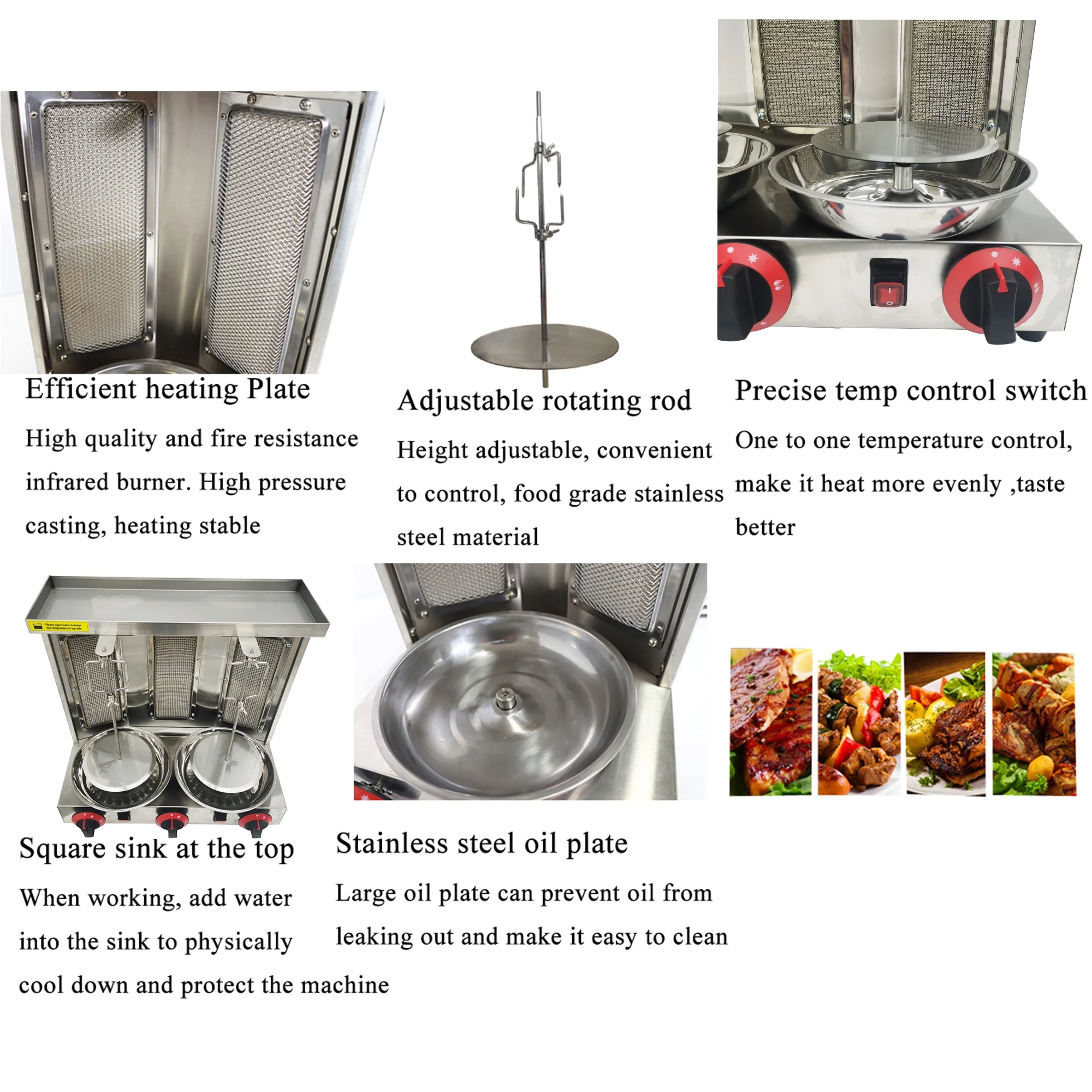 INTBUYING LP Gas Kebab Gyro Grill Machine Spinning Doner Griller Shawarma Machine