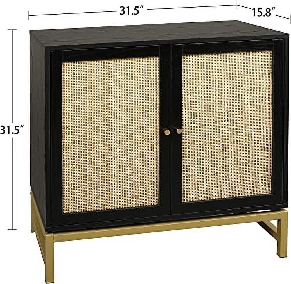HYHBIBOOM Rustic Farmhouse Buffet Sideboard Cabinet  Natural Rattan Coffee  Accent  Cabinet ith Metal Frame  2 Cane Doors  Wood Kitchen Sideboard Console Table for Dining Room  Living Roo