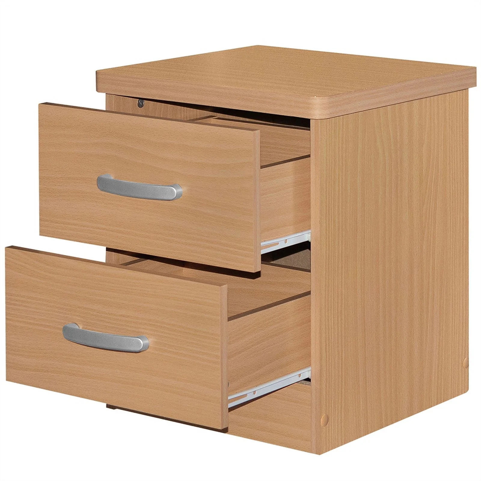 Home Square Faux Wood 2 Drawer Nightstand in Beech - Set of 2