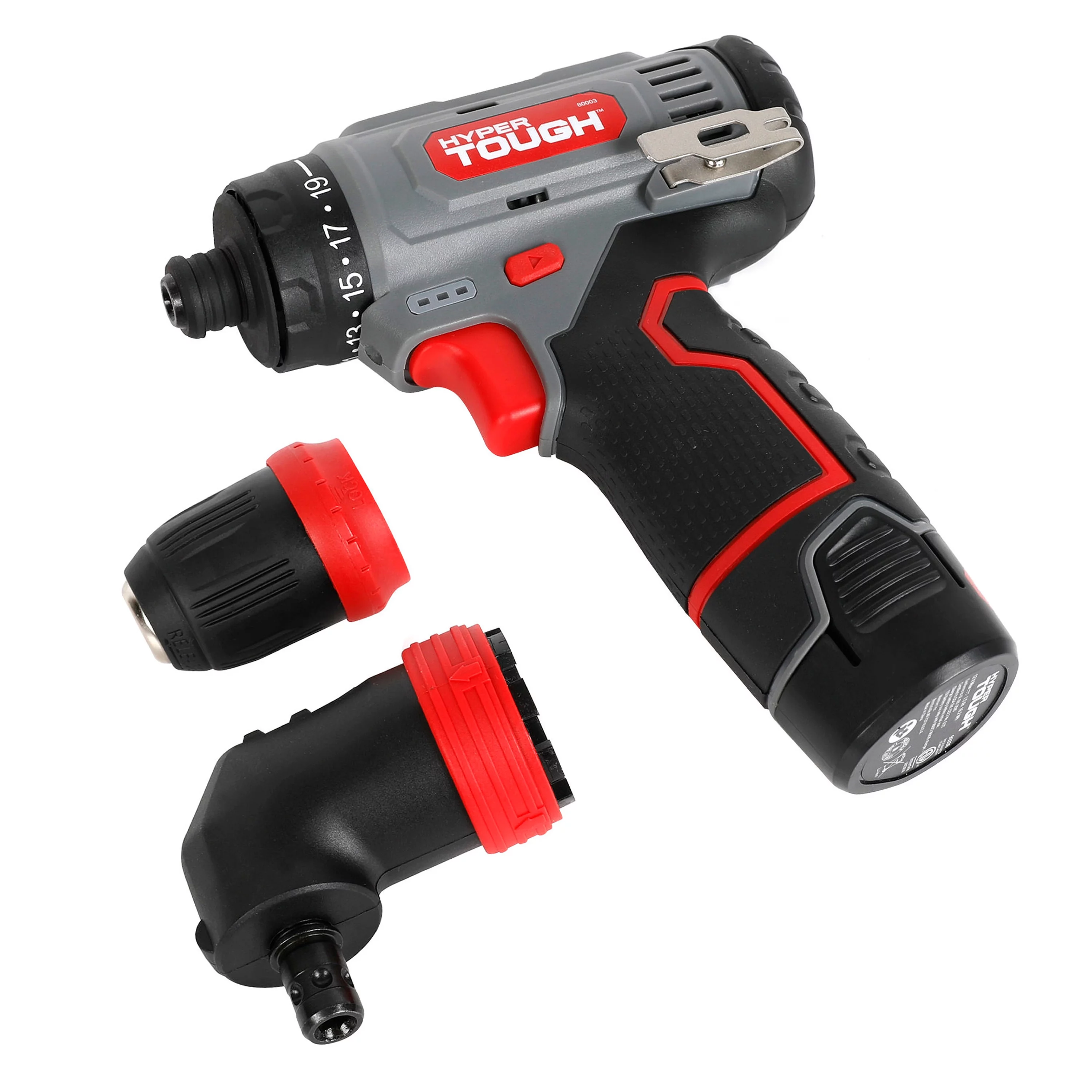 Hyper Tough 12V Max Lithium-Ion 3-in-1 Multi-Head Power Drill Set with 1.5Ah Battery and Charger, 80003