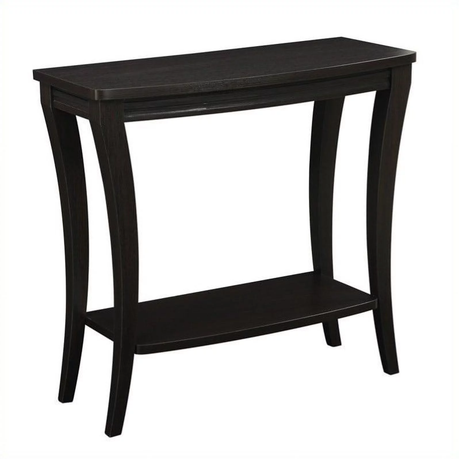 Pemberly Row Transitional Console Table with Shelf in Espresso Wood Finish