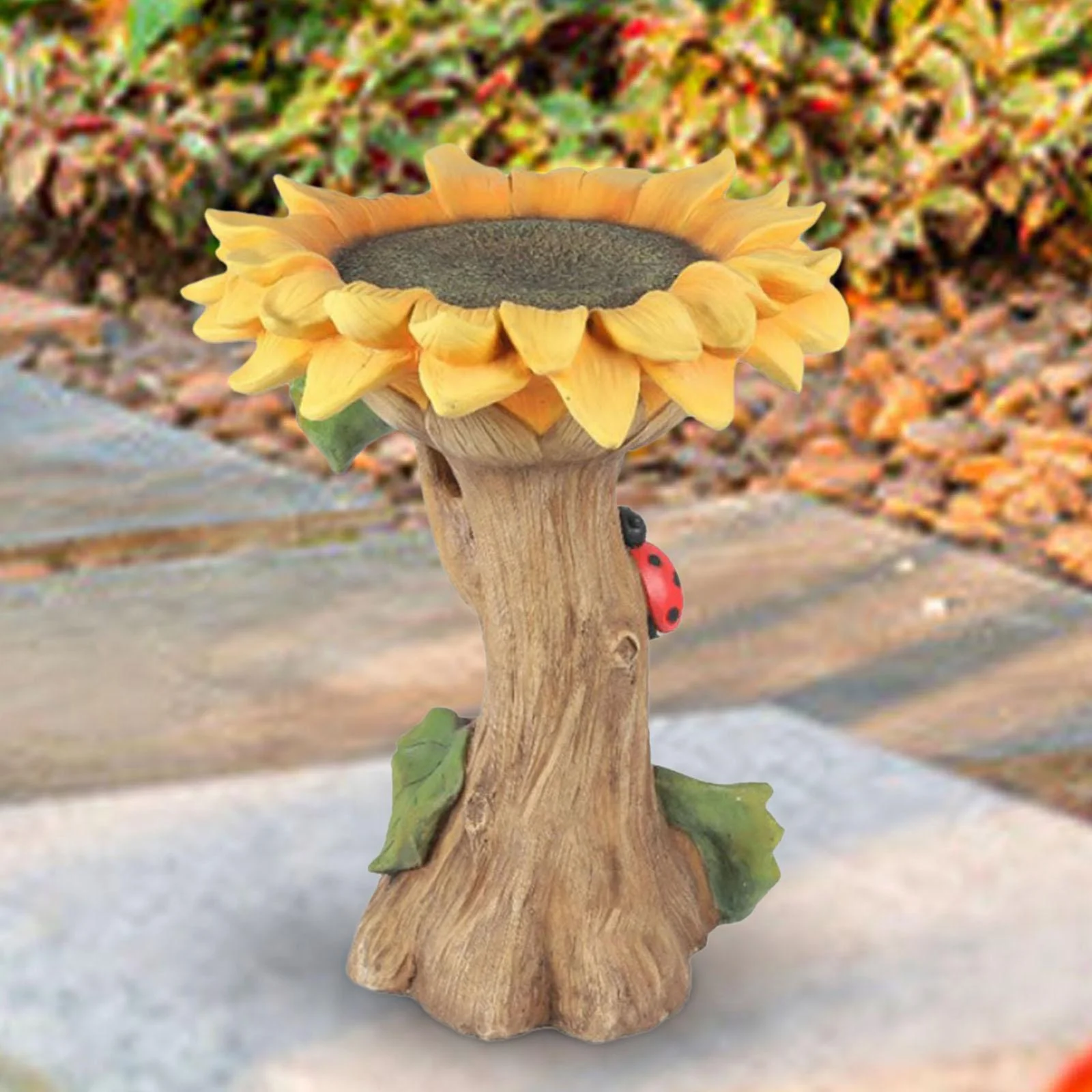 Gazechimp Garden Bird Bath Bowl Yard Backyard Sculpture Resin Statue Figurine Resin Feeder Flower 16x16x26cm