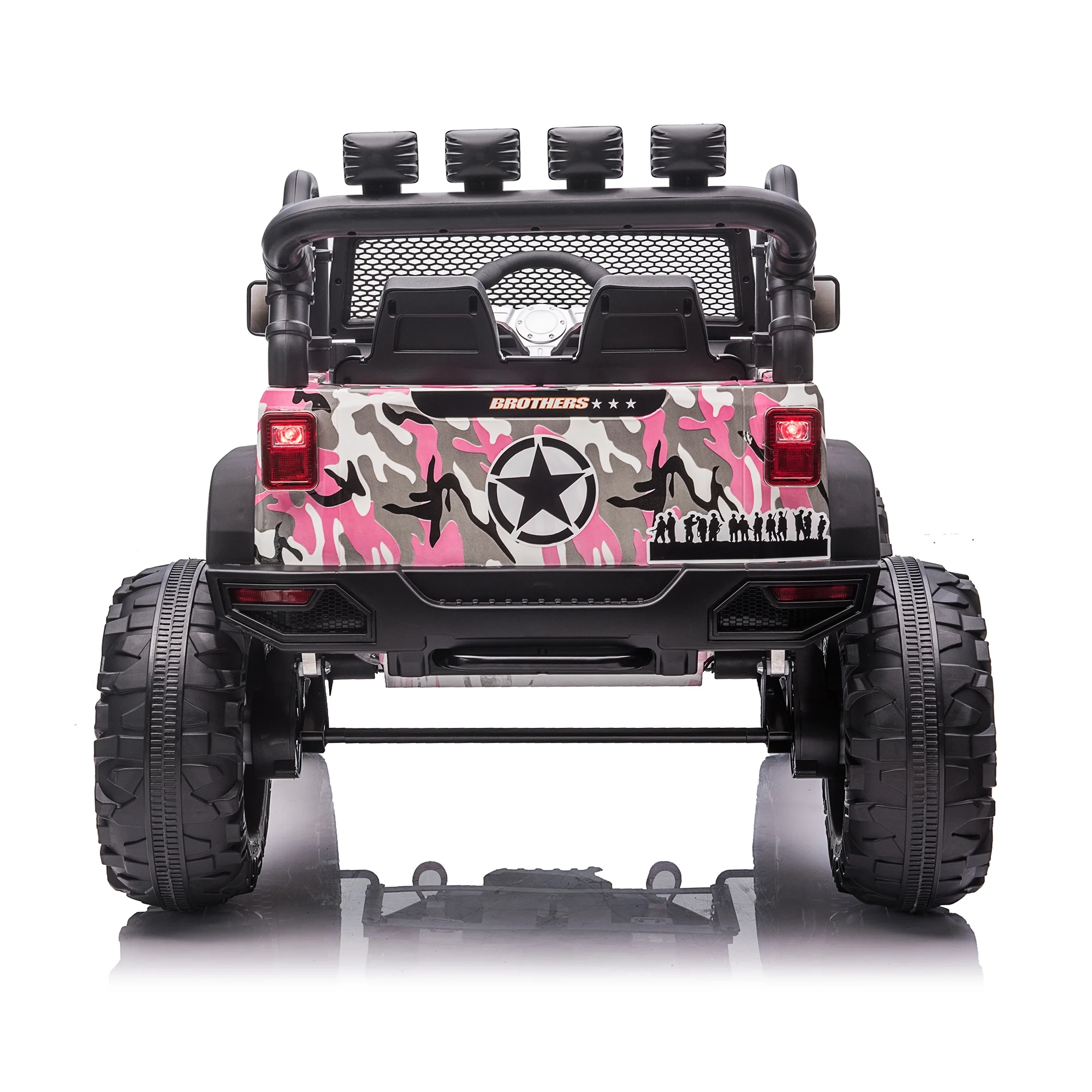 Ufurpie 24V JEEP Double Drive Children Ride-on Car With 200W*2 12V9AH*2 Battery,Parent Remote Control,Led Lights,Music Board with Bluetooth/MP3,Pink Camo