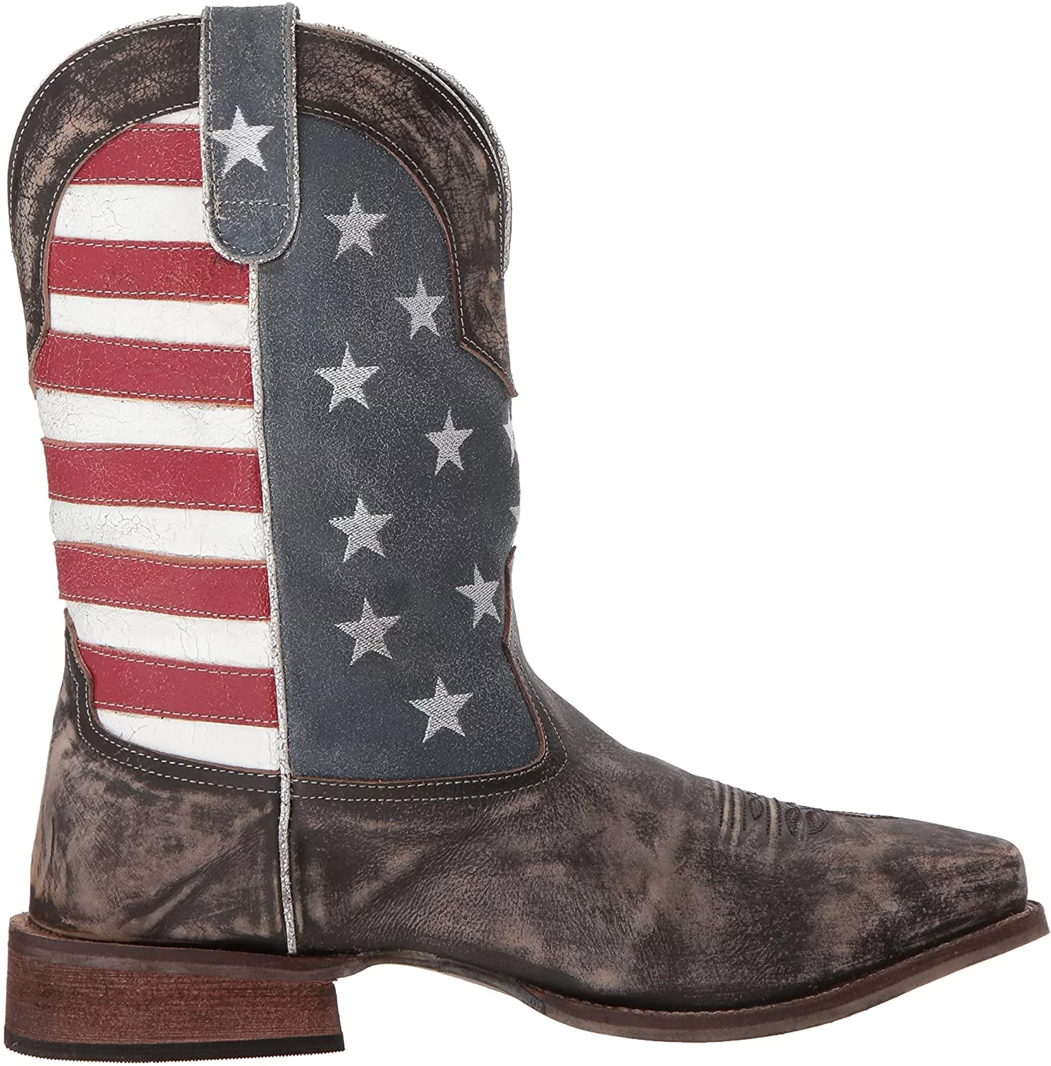 Roper 12In Mens Brown Leather American Flag Cowboy Boots 9EE