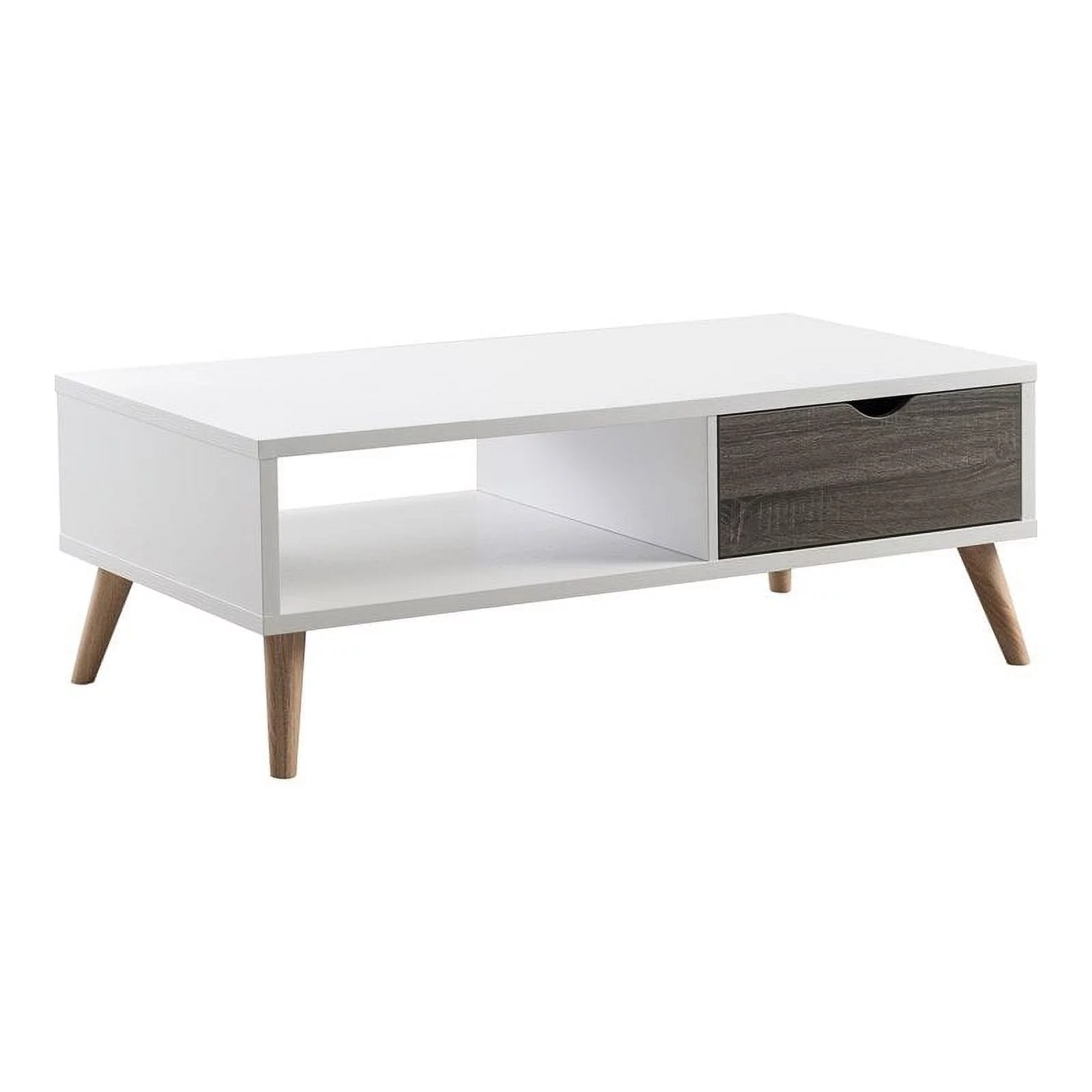Furniture of America Paulson Wood 1-Drawer Coffee Table in White and Dark Gray