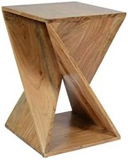 TJUNBOLIFE Solid Mango Wood Angled 24" Tall Mid-Century Modern Jasper Table Pre-Assembled