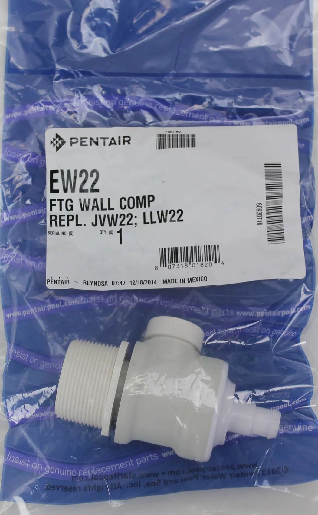 Pentair EW22 Letro Kreepy Krauly Swimming Pool Cleaner Universal Wall Fitting