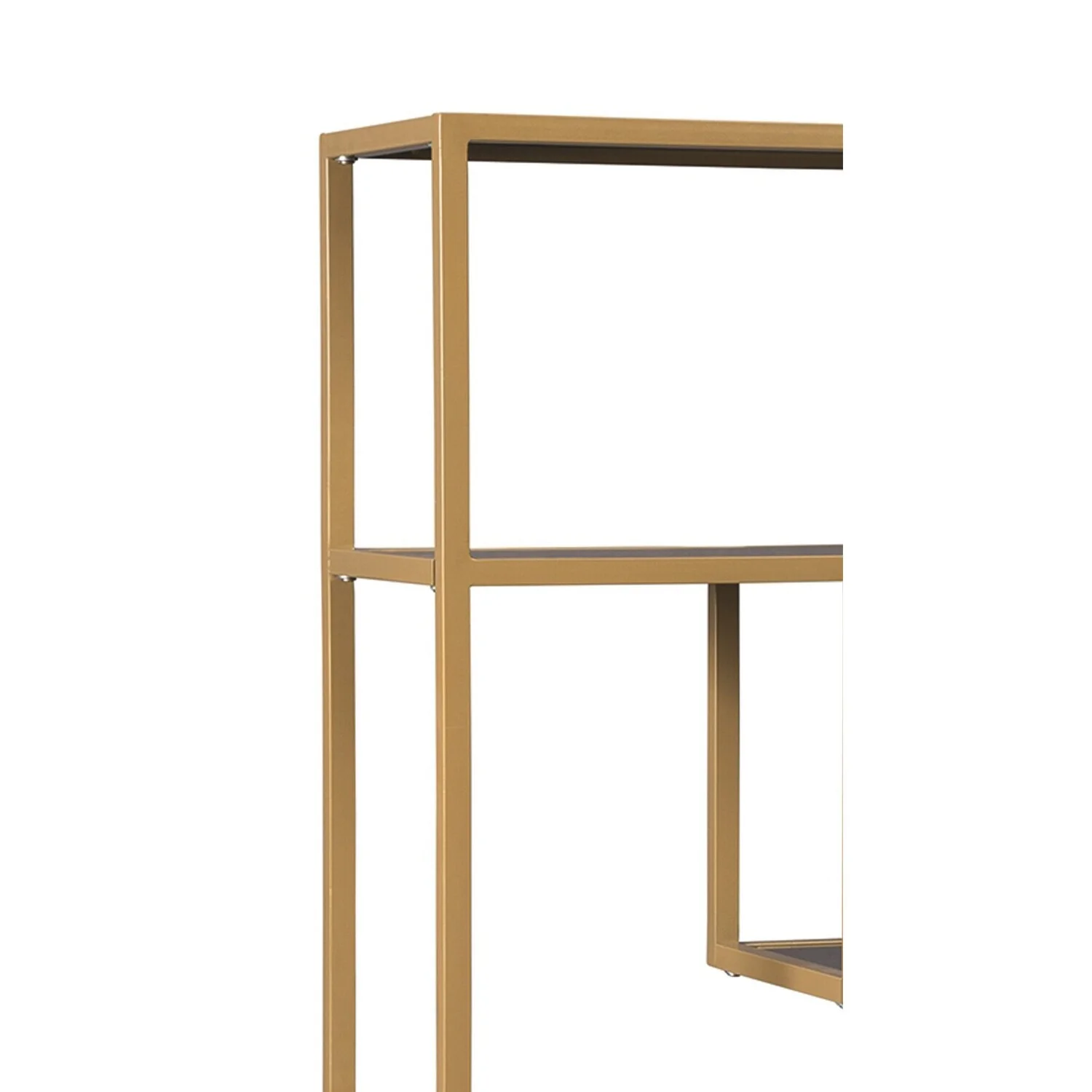 Maykoosh Modern Marvel Metal Frame Bookcase With 5 Tiered Display Glass Shelves, Gold And Black