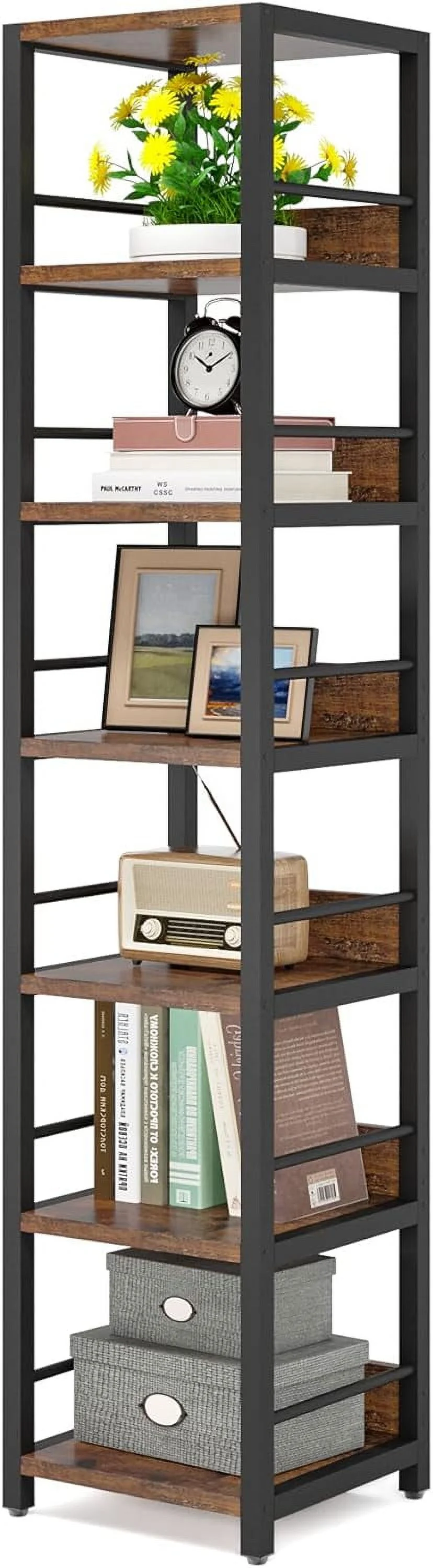 YILAN 75 Inch Tall Corner Shelf, 6-Tier Narrow Bookshelf for Small Spaces, Multipurpose Corner Storage Rack Shelves, Etagere Bookcase Skinny Shelf Tower Plant Stand for Living Room Kitchen