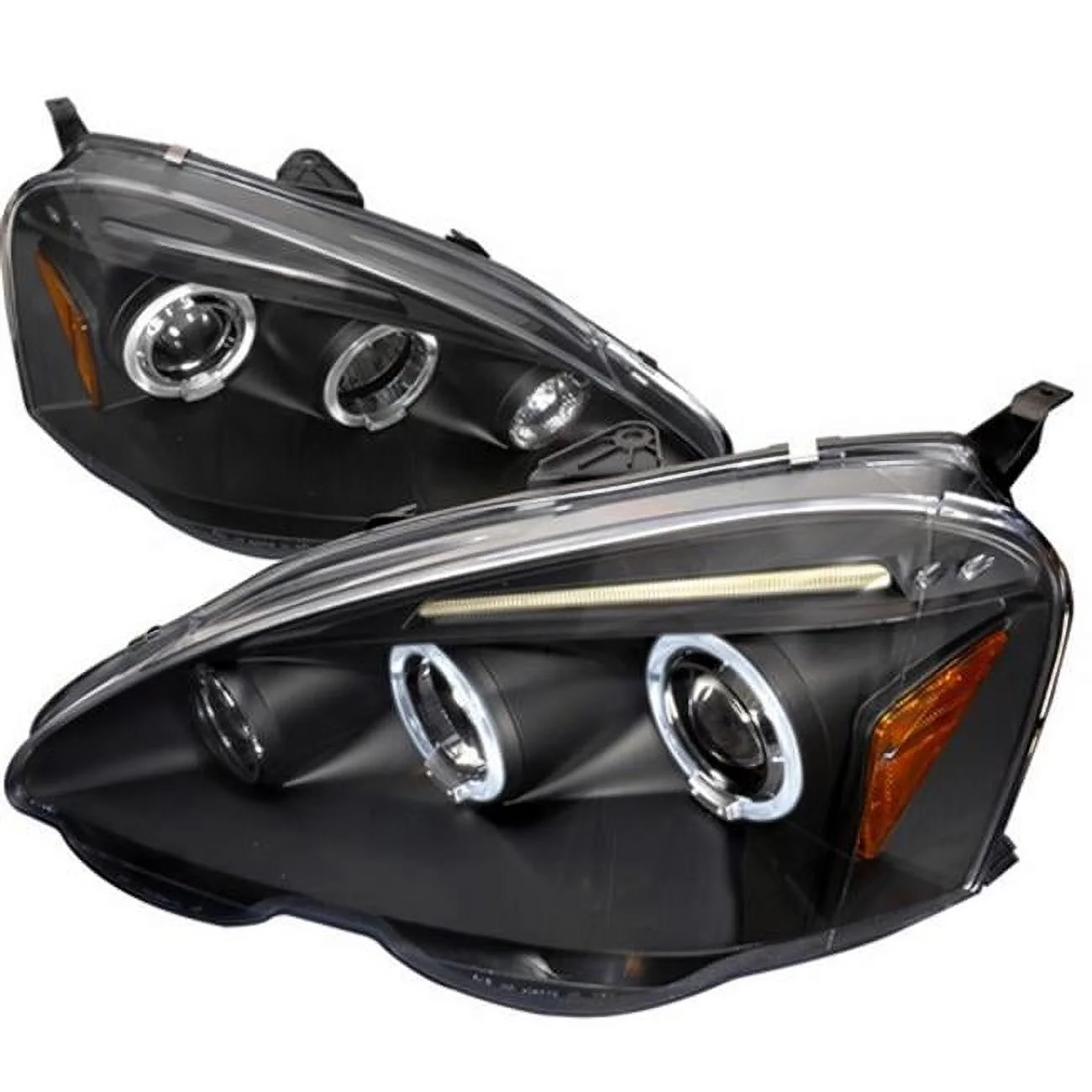 Halo LED Projector Headlights for 02 to 04 Acura RSX, Black - 10 x 20 x 25 in.