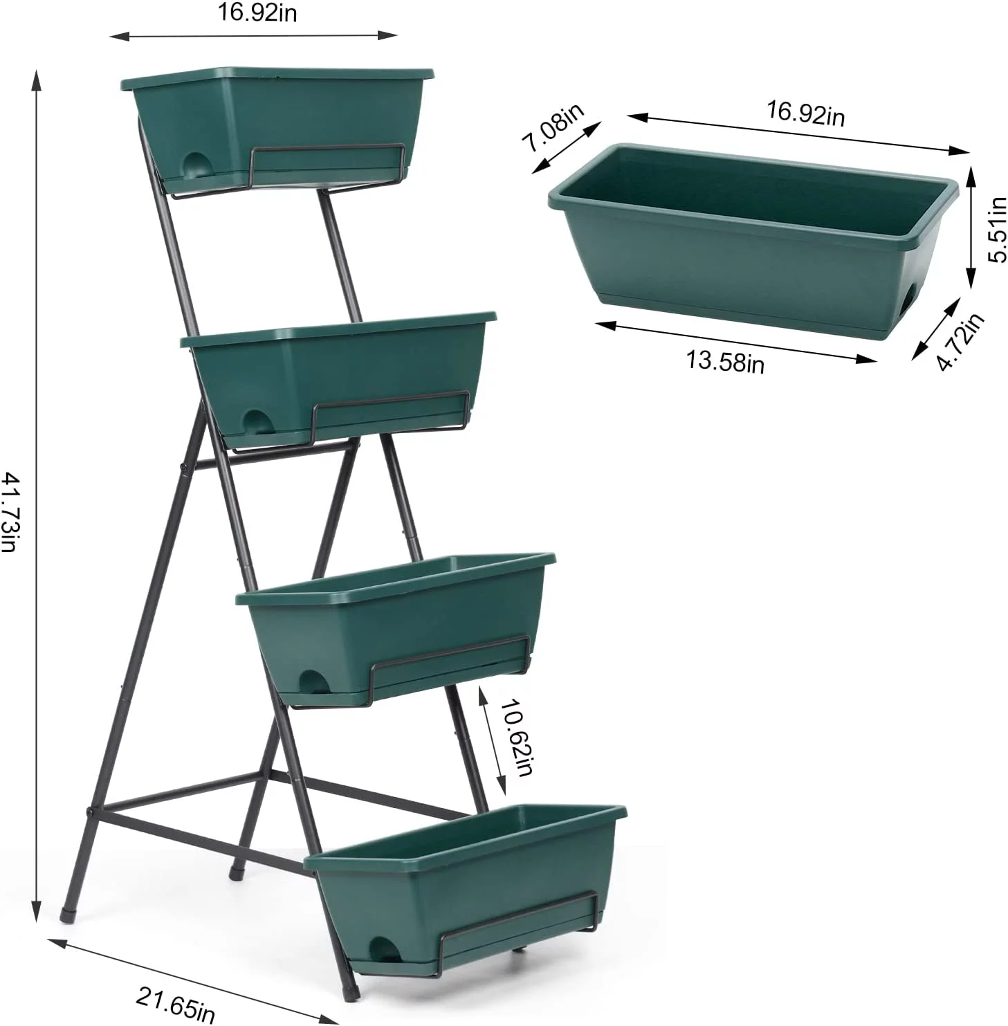 4 Tier Vertical Elevated Garden Bed Planter, Green