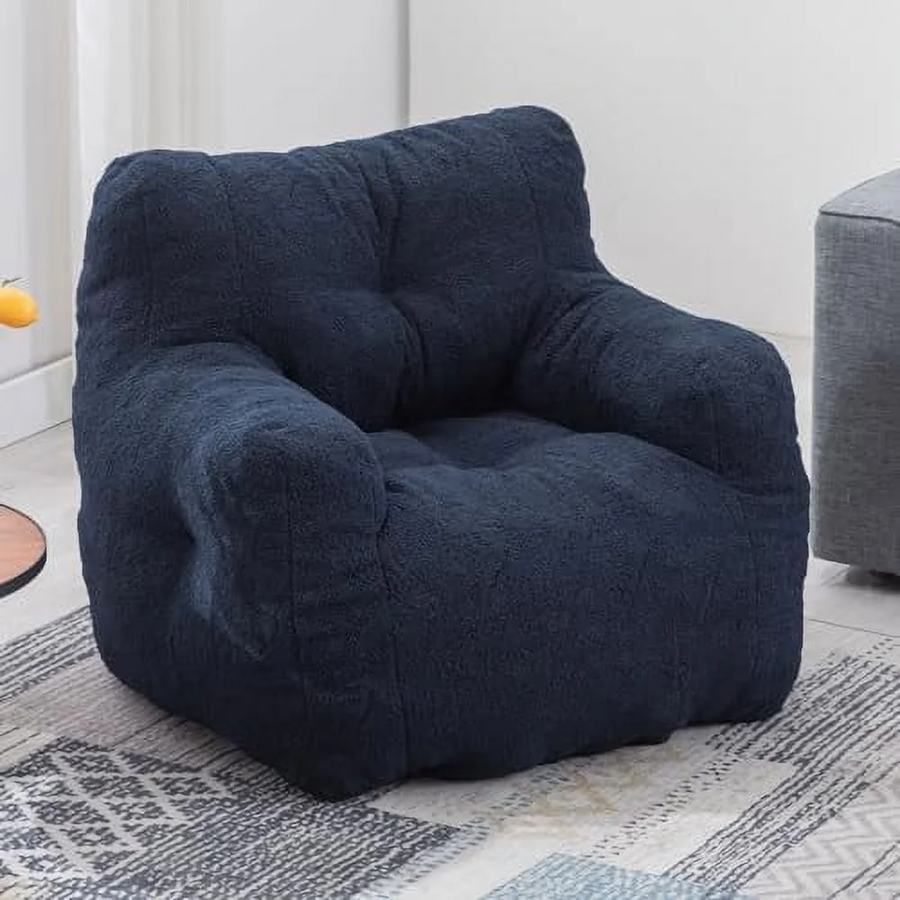 HYHBIBOOM Bean Bag Chairs  Soft Plush Lounge Chair Foam Filling Sofa for Adults   Cute Comfy Leisure Tufted Armchair for Bedroom  Living Room  Dorm or Apartment  Reading Nook  Dark Gray