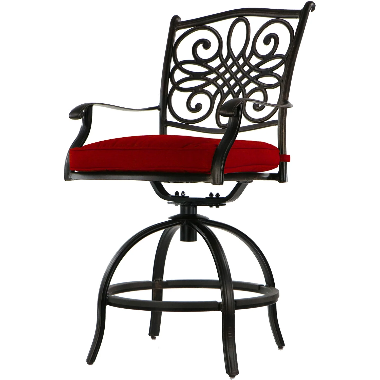 Hanover Traditions 5-Piece High-Dining Set in Red with a 42 In. Square Cast-Top Table