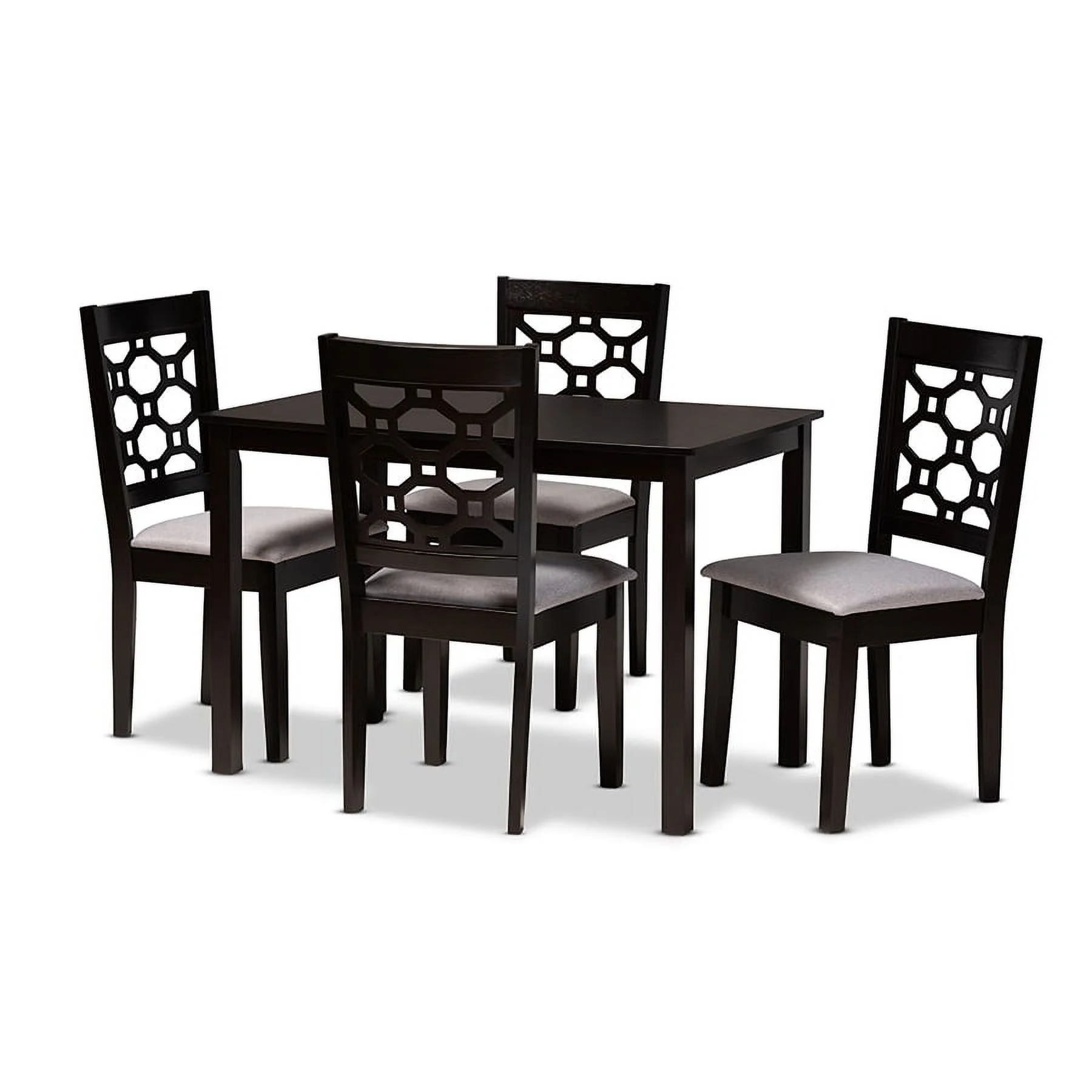 Baxton Studio Henry Modern and Contemporary Grey Fabric Upholstered and Dark Brown Finished Wood 5-Piece Dining Set