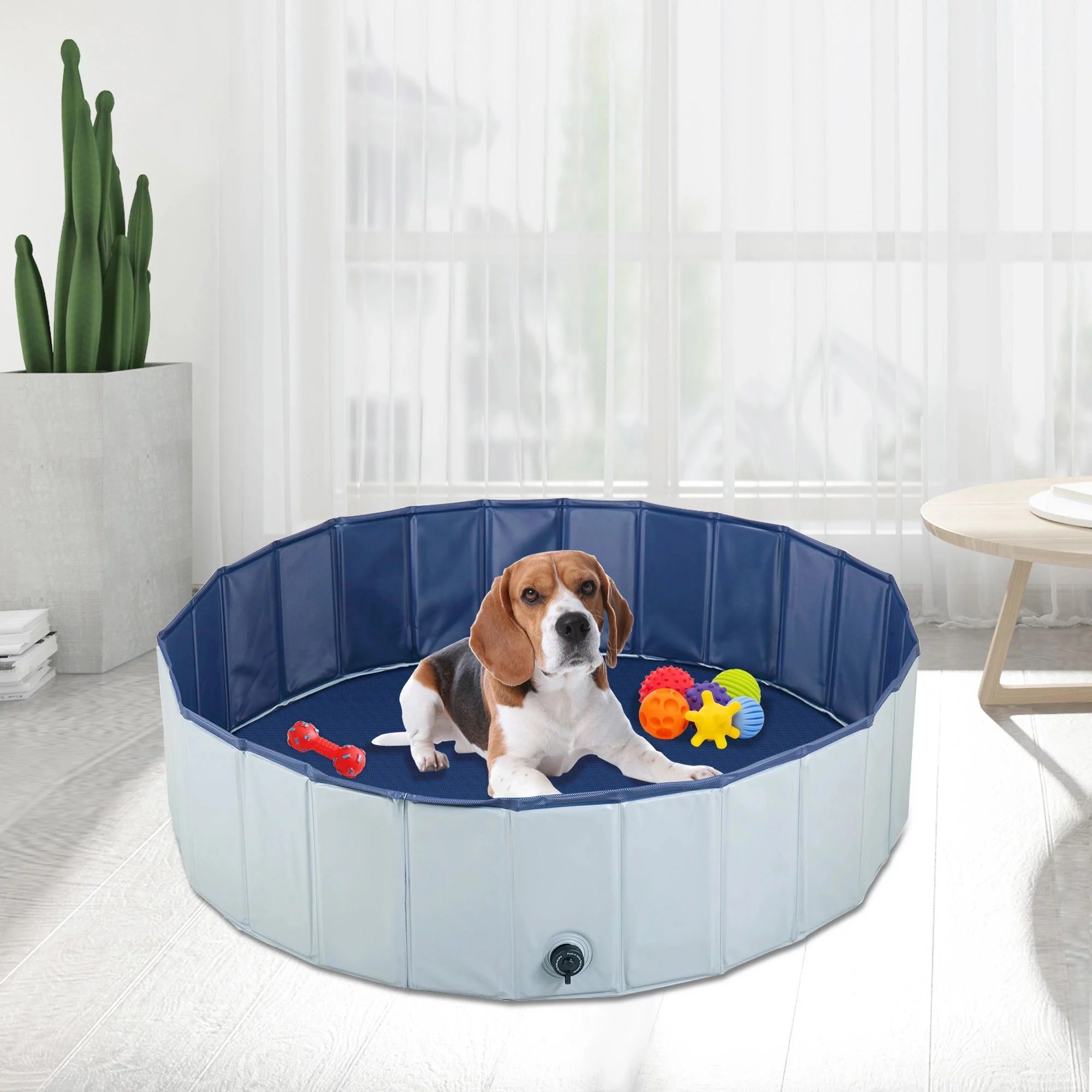 LANTRO JS Foldable Pet Bath Pool, Collapsible Dog Bathing Tub, Kiddie and Toy Pool for Dogs Cats and Kids