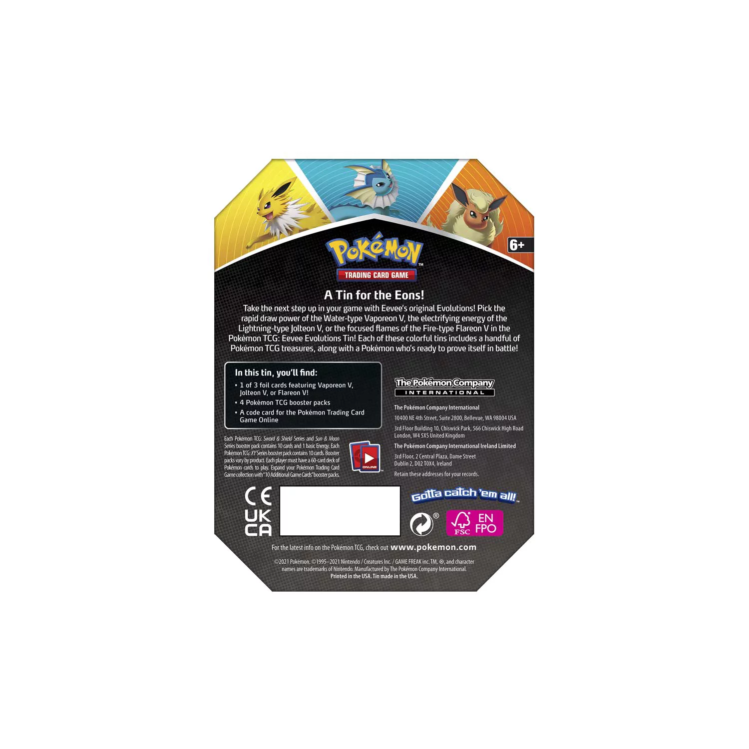 Pokemon TCG: Eevee Evolutions Tin Featuring Flareon V [Card Game, 2 Players]