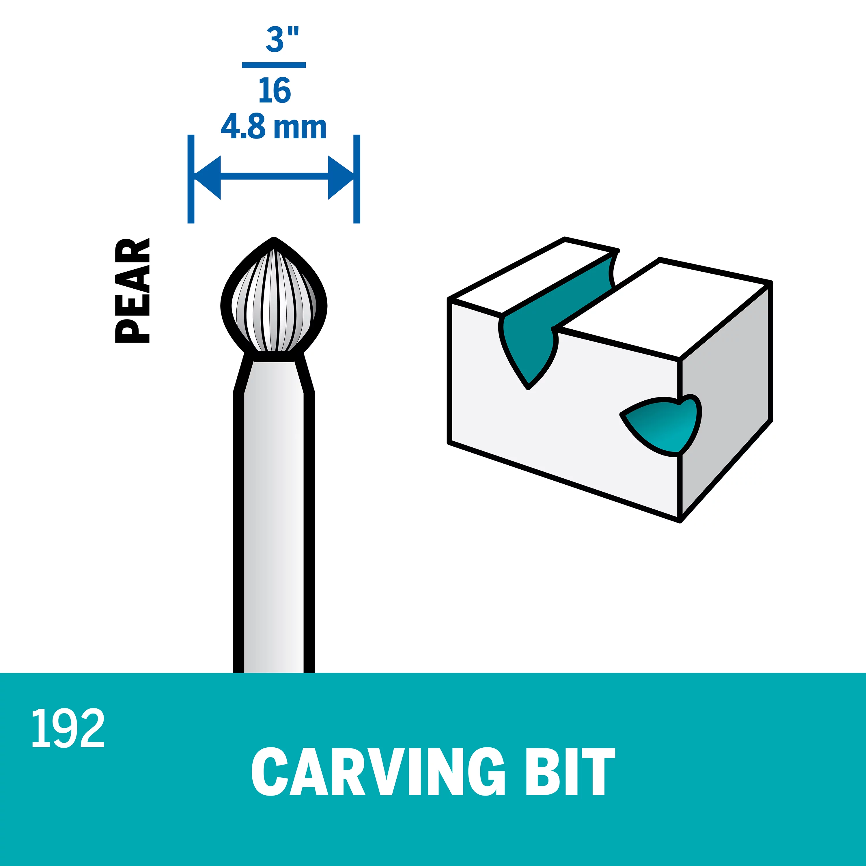 Dremel 192 3/16 inch Round-Tipped High Speed Cutter for Wood, Plastic, and Soft Metals, 2-Pack