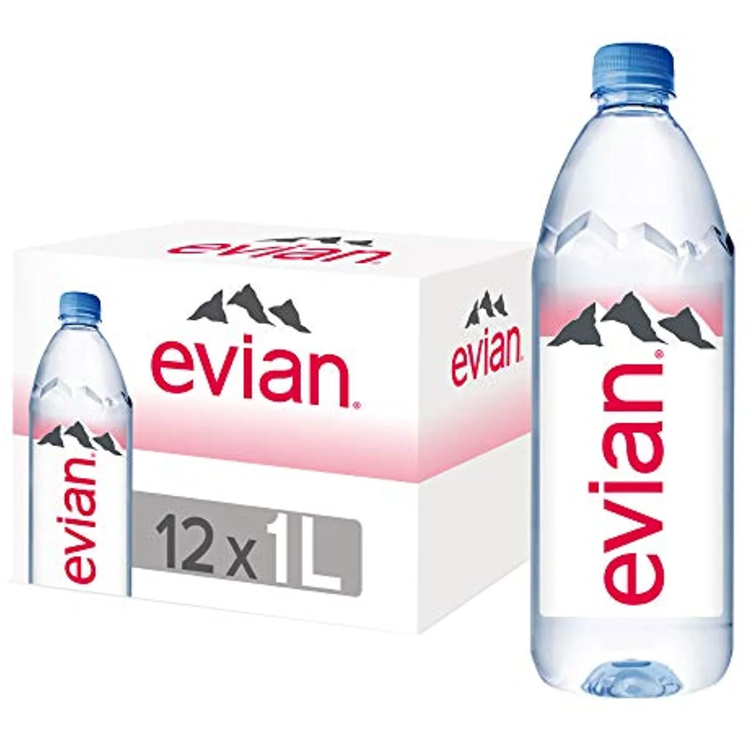 Evian Natural Spring Water, Premium Water Bottles, 33.8 Fl Oz (Pack Of 12)
