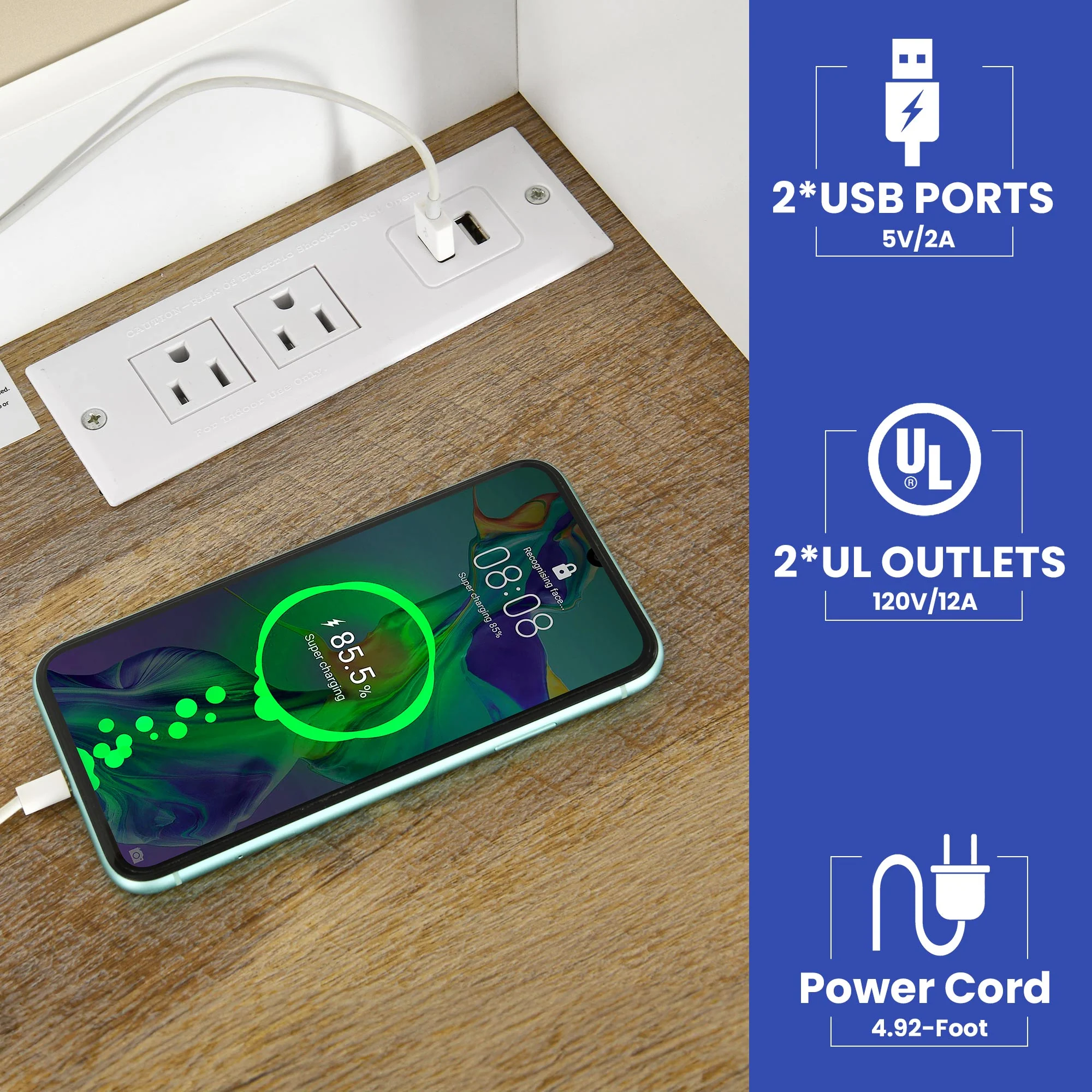 ModFusion 5-Tier Bakers Unit with Cabinet, Coffee and Microwave Stand, Power Outlet, Engineered Wood, White