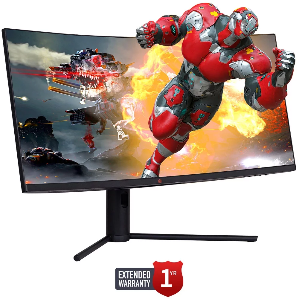 Deco Gear VIEW304 34 inch 3440x1440 21:9 Ultrawide Curved Monitor, 144Hz, HDR10, 4000:1, 6ms, 99% sRGB Bundle with 1 Year Extended Protection Plan