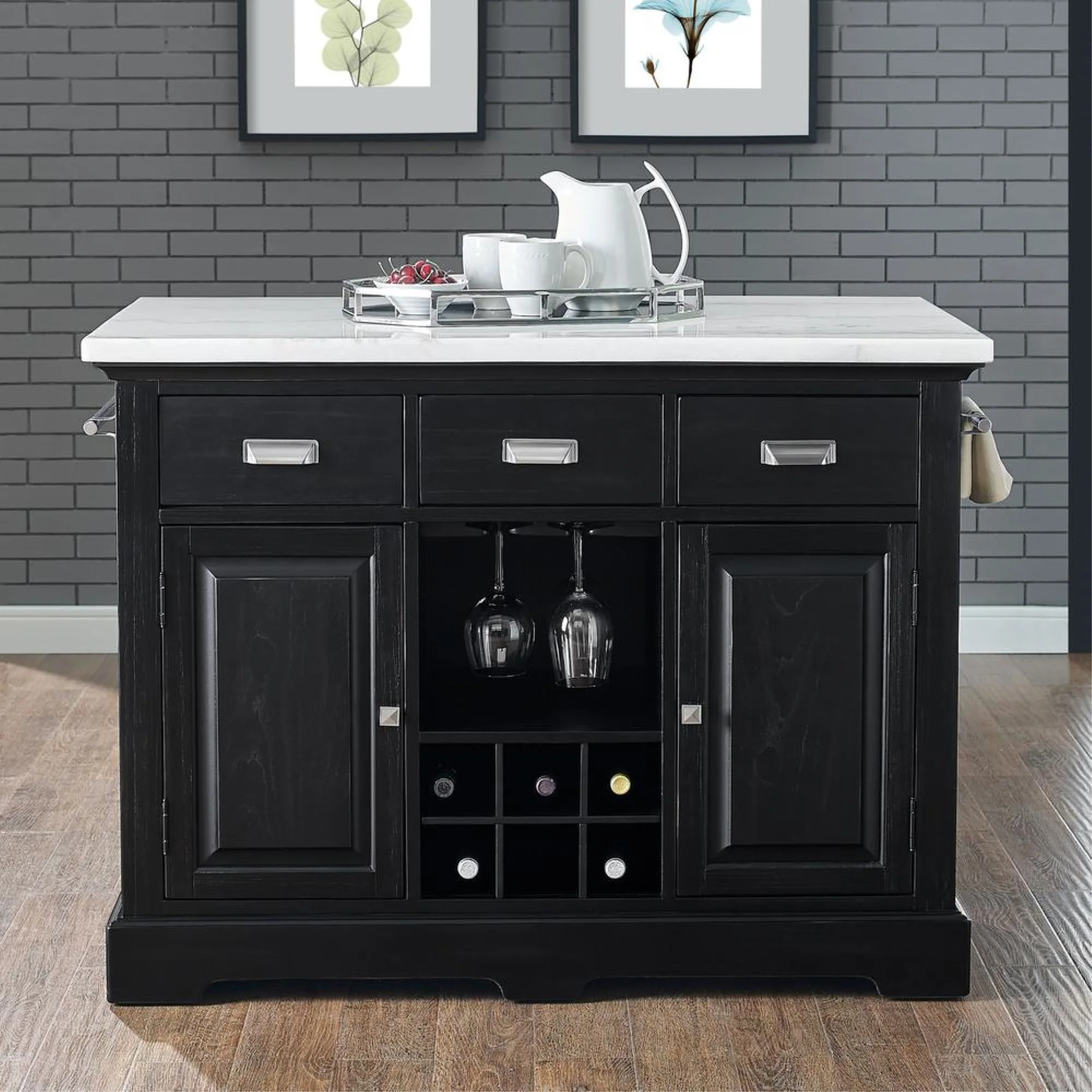 Steve Silver Aspen Ebony Finished Wood Kitchen Island