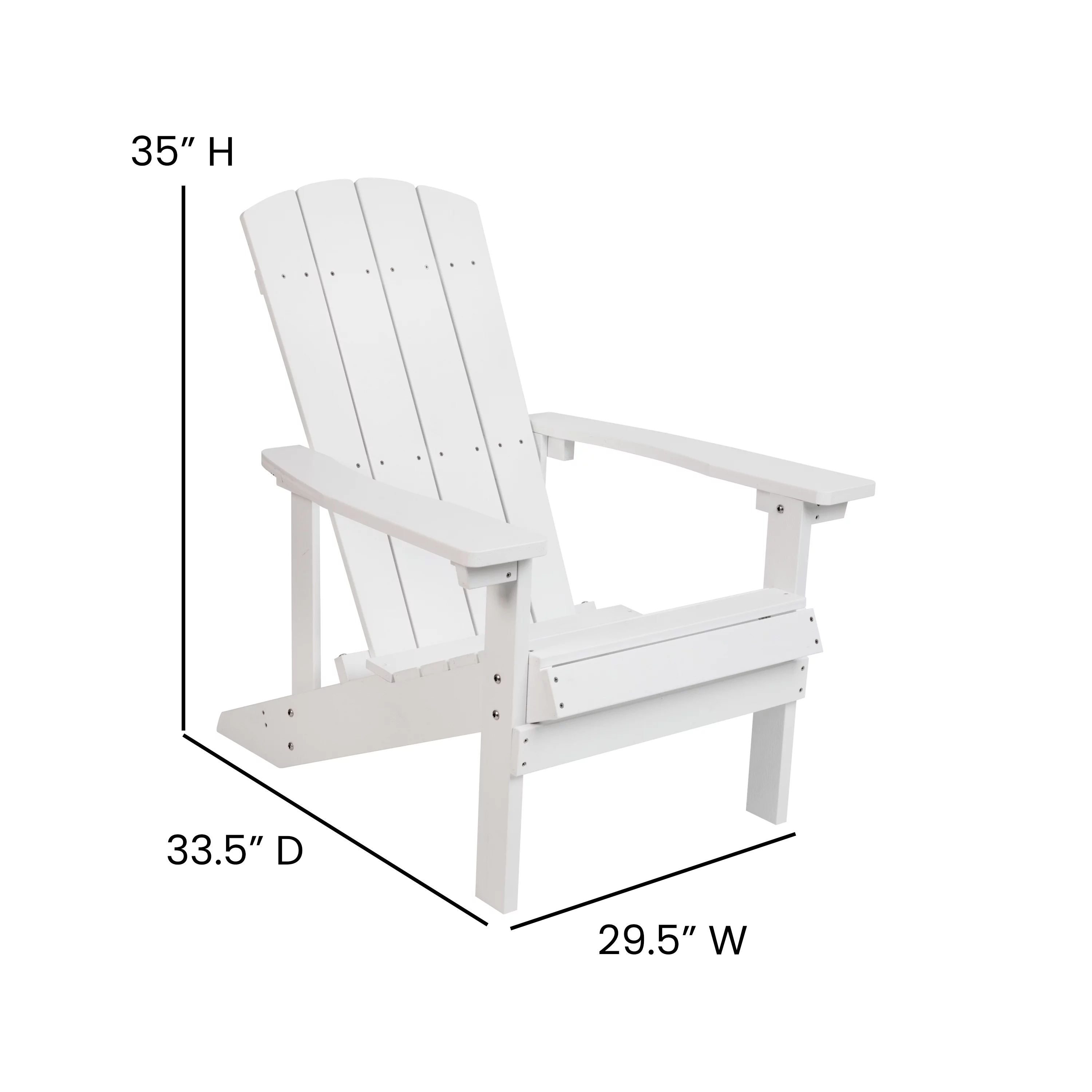 Merrick Lane Set of 4 All-Weather Poly Resin Wood Adirondack Chairs in White