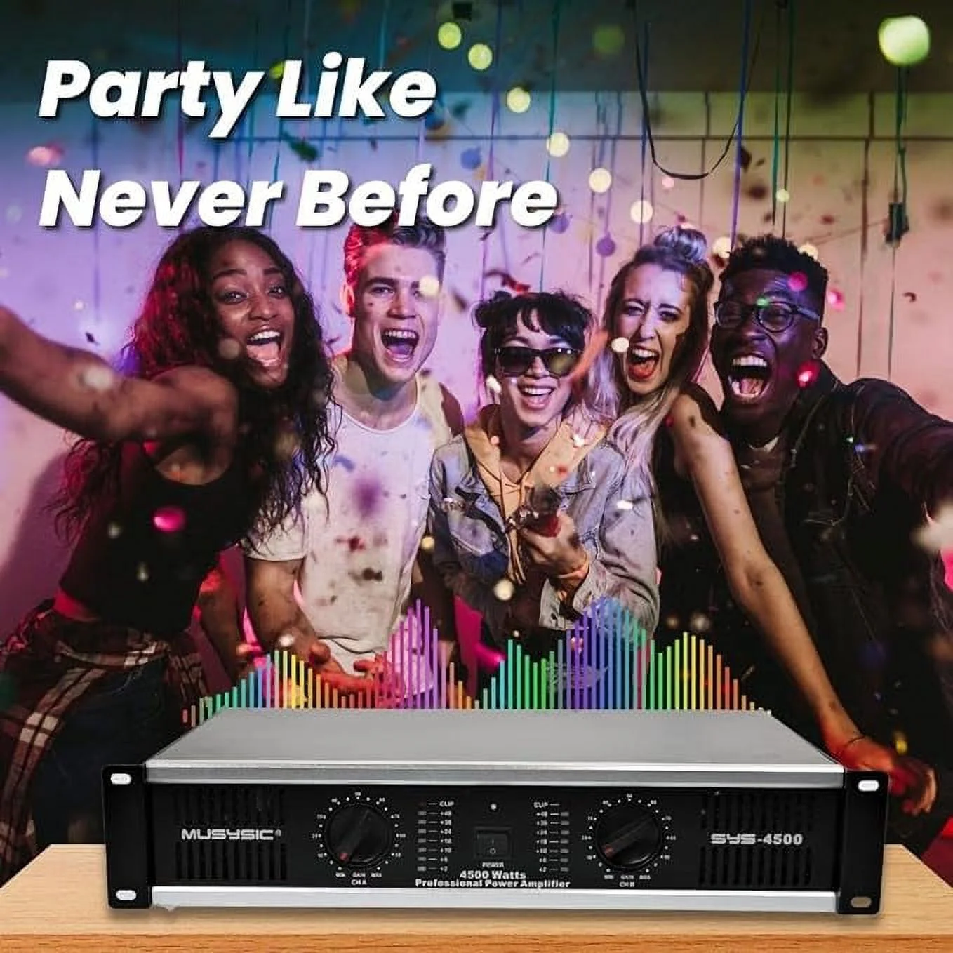 MUSYSIC 2 Channel 4500 Watts Professional Power Amplifier AMP DJ Stereo SYS-4500