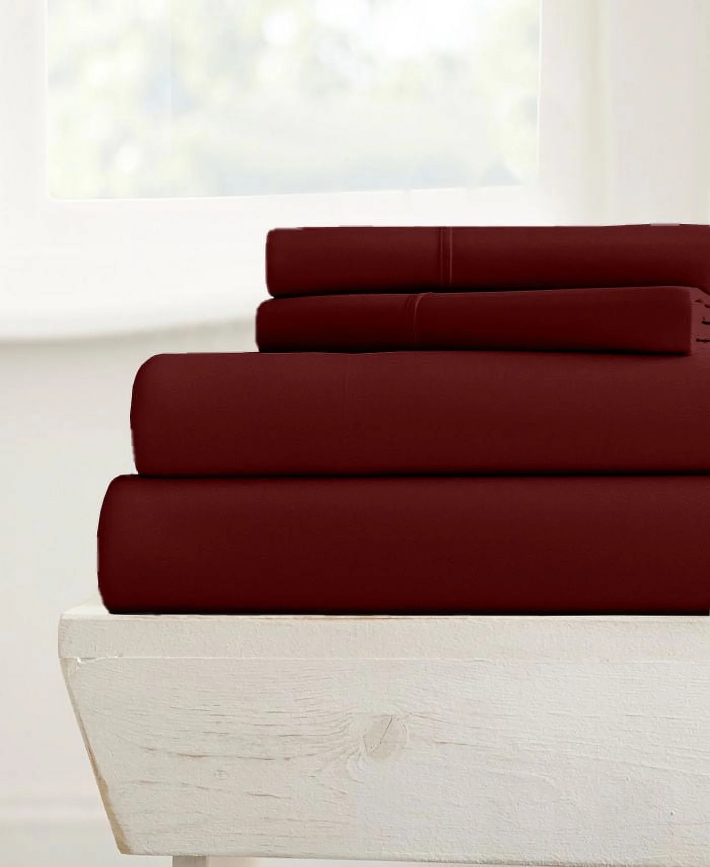 800TC Short Queen Size 4PC Sheet Set - Premium 800-Thread-Count 100% Egyptian Cotton, Fit Upto 12 inches Deep Pockets Mattress - Burgundy
