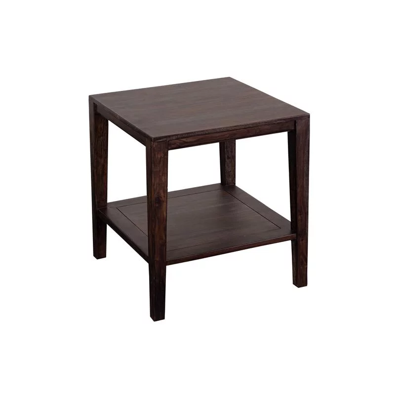 Home Square Fall River Solid Sheesham Wood End Table in Gray - Set of 2