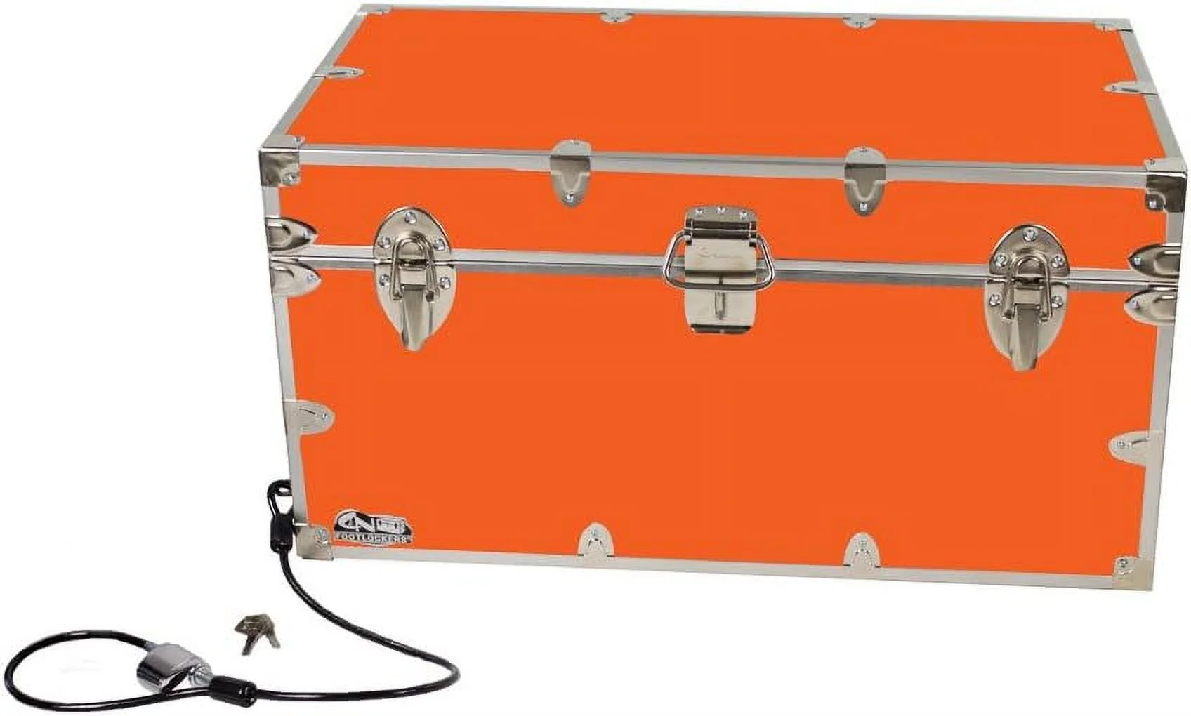 Large Udergrad Storage Truk W/Cable Lock  Made I The  STEEL Footlocker O  Durable Chest With Lid Stay  32 X 18 X 16.5 Iches (Orage)