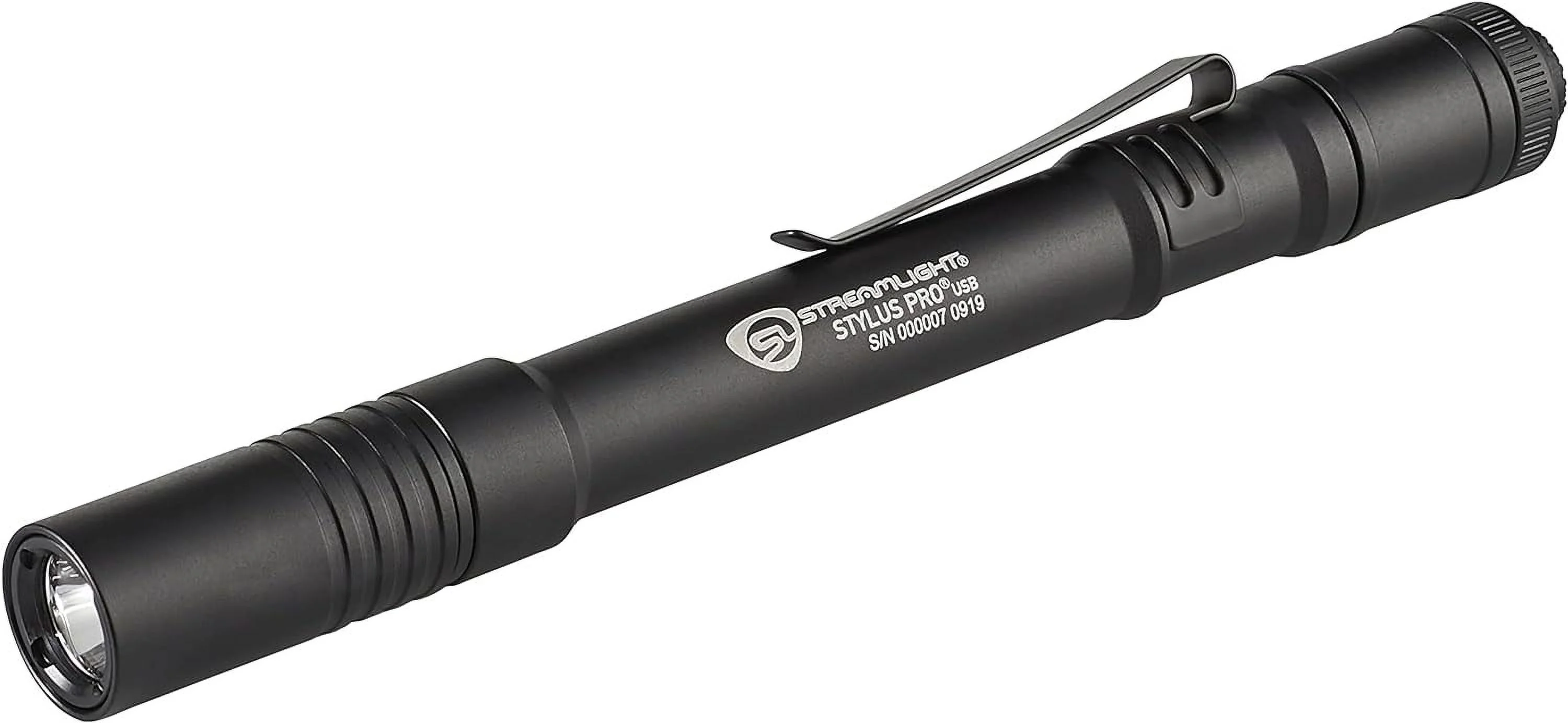 Streamlight 66133 Stylus Pro USB 350-Lumen Rechargeable Penlight with 120V AC Cord, Nylon Holster, Black