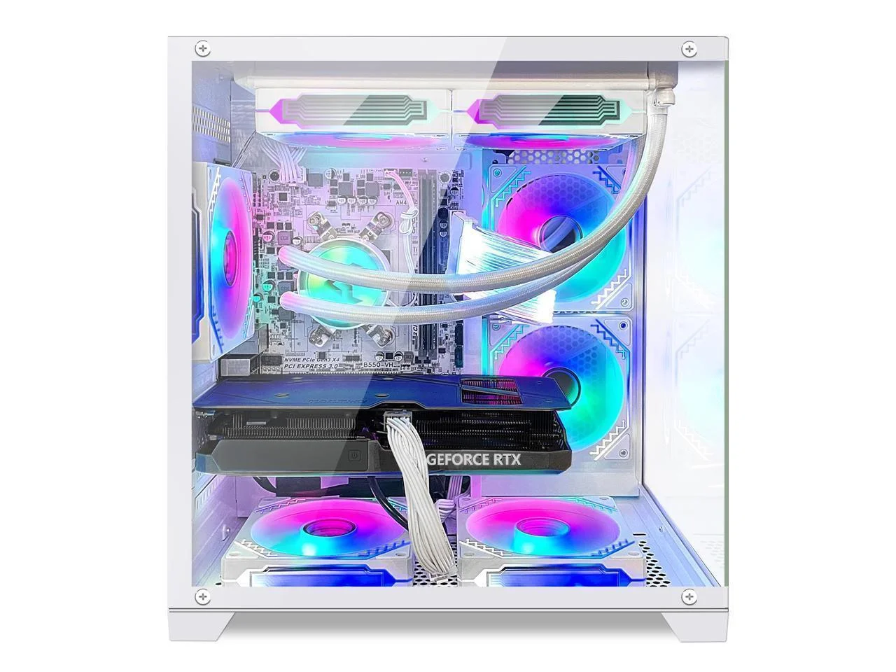 Orangexin Gaming PC -AMD Ryzen 5 5600X 3.7 GHz , Radeon RX 6750 GRE 12G ,16GB DDR4 3200MHz ,1TB PCIe SSD, 240mm AIO,WiFi ,Boothblue &RGB Fans Windows 11 Pro Desktop-White