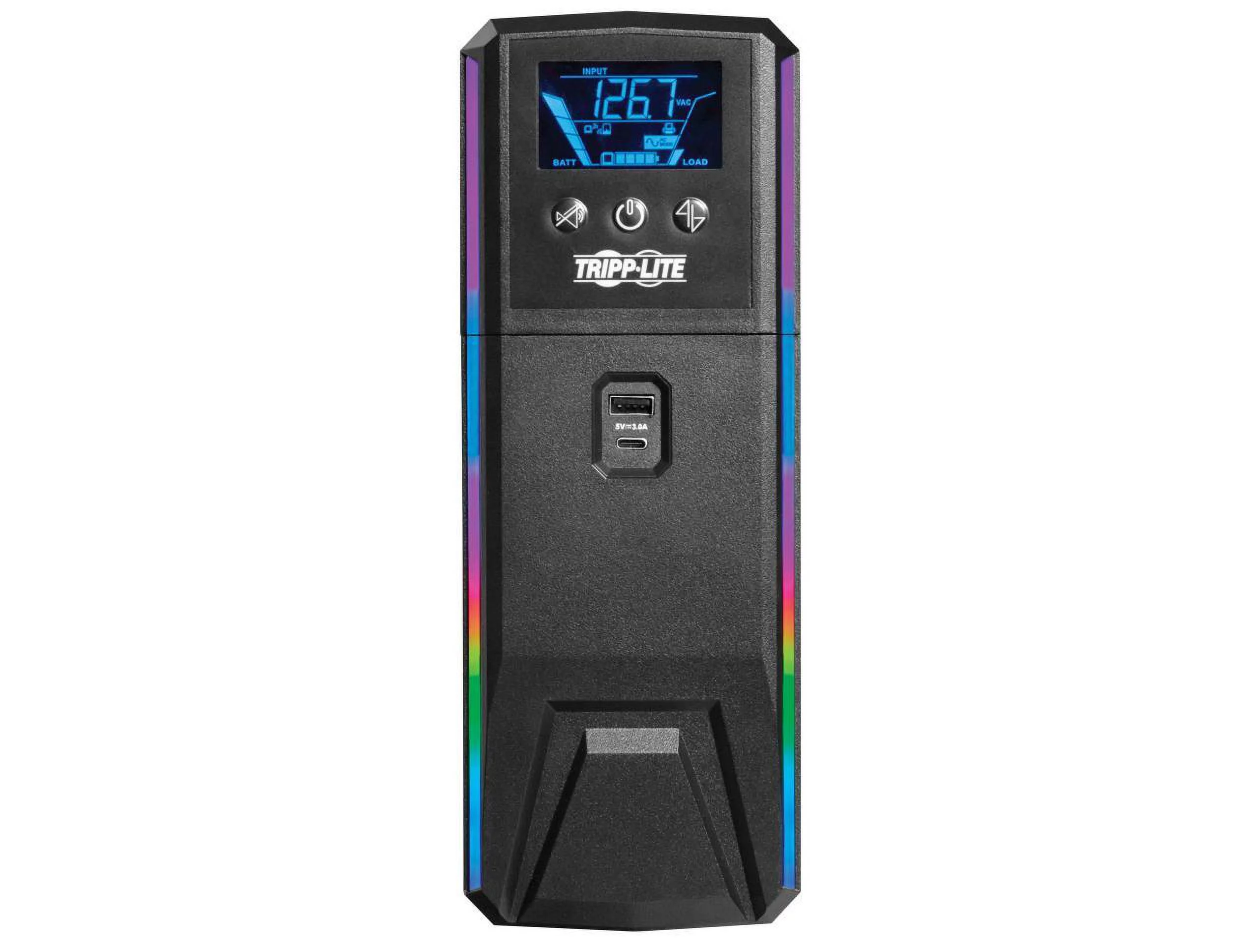 Tripp Lite UPS 1200VA 720W 120V Pure Sine Wave Gaming UPS Battery Backup - LCD, AVR, RGB LEDs, USB Charging, Power Saving