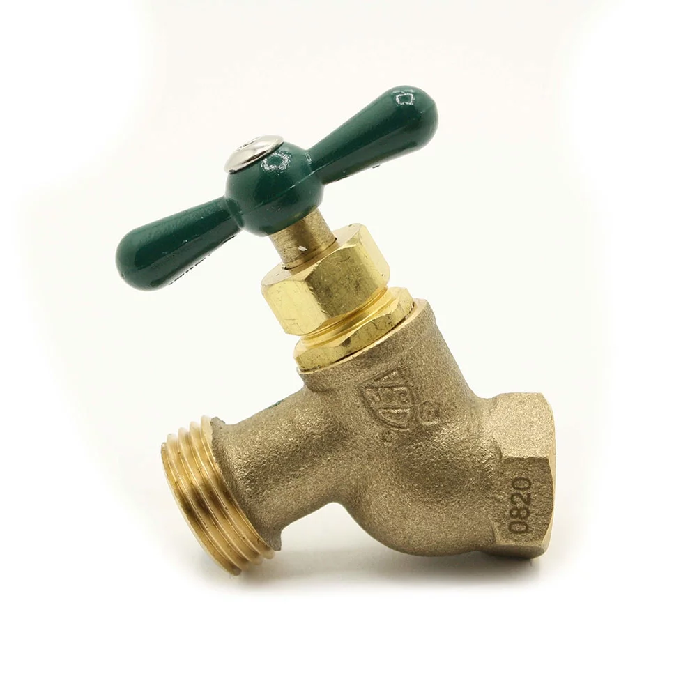 Thrifco 6415106 1/2 Inch FIP x 3/4 Inch GHT Brass No-Kink Hose Bibb - ARROWHEAD