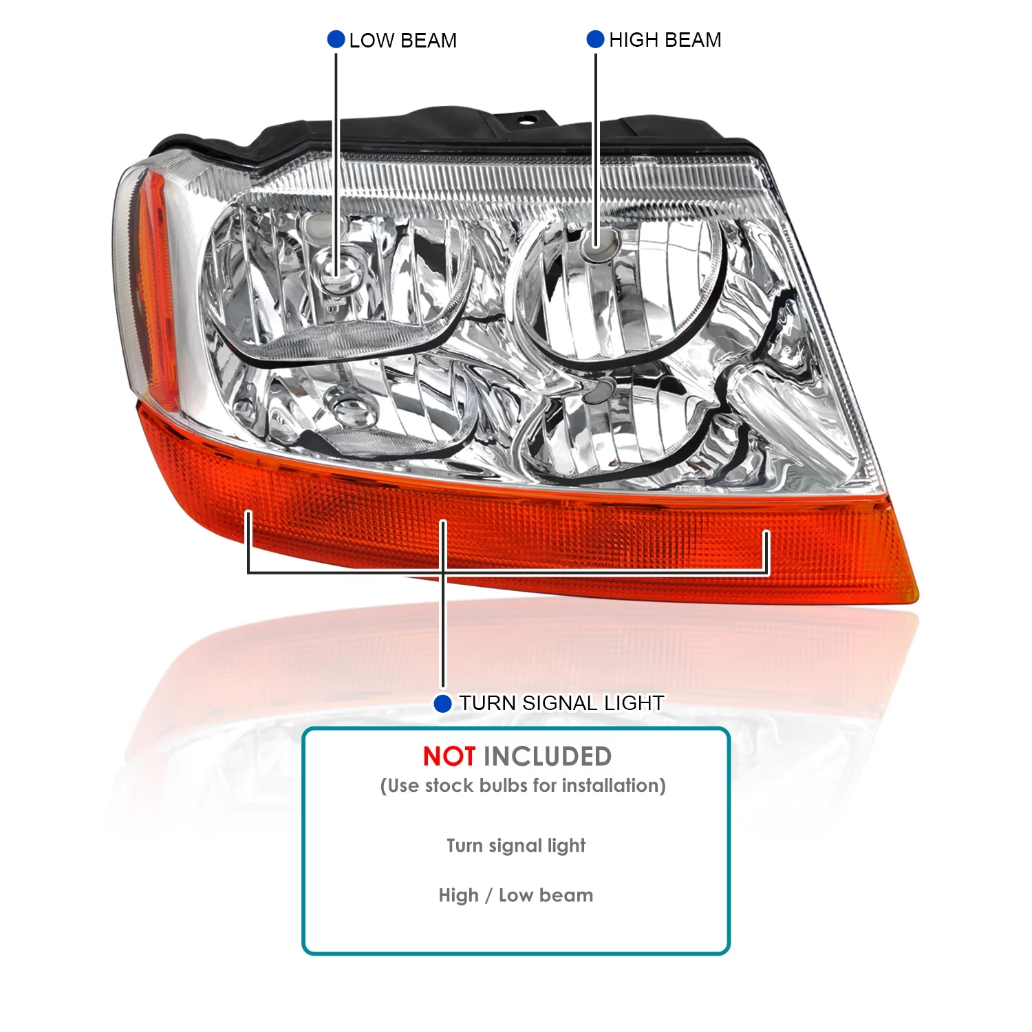 Spec-D Tuning Clear Headlights Compatible with 1999-2004 Jeep Grand Cherokee L+R Pair Head Light Lamp Assembly