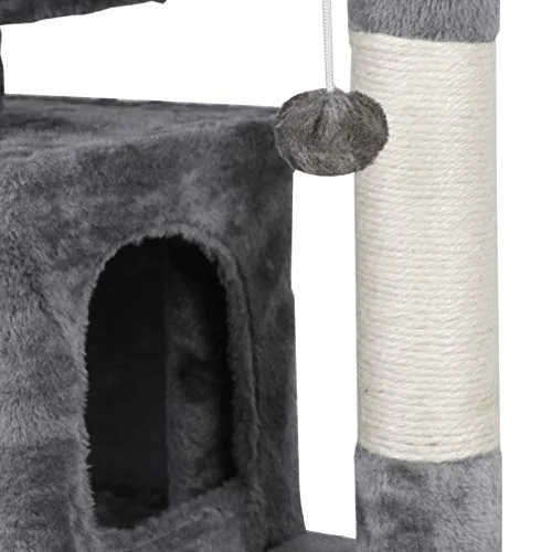 Oteymart 51 Inches Cat Tree Tower Furniture Condo Scratch Post for Kittens Pet Multi-Level House Play with Scratching Posts Perch Hammock Tunnel