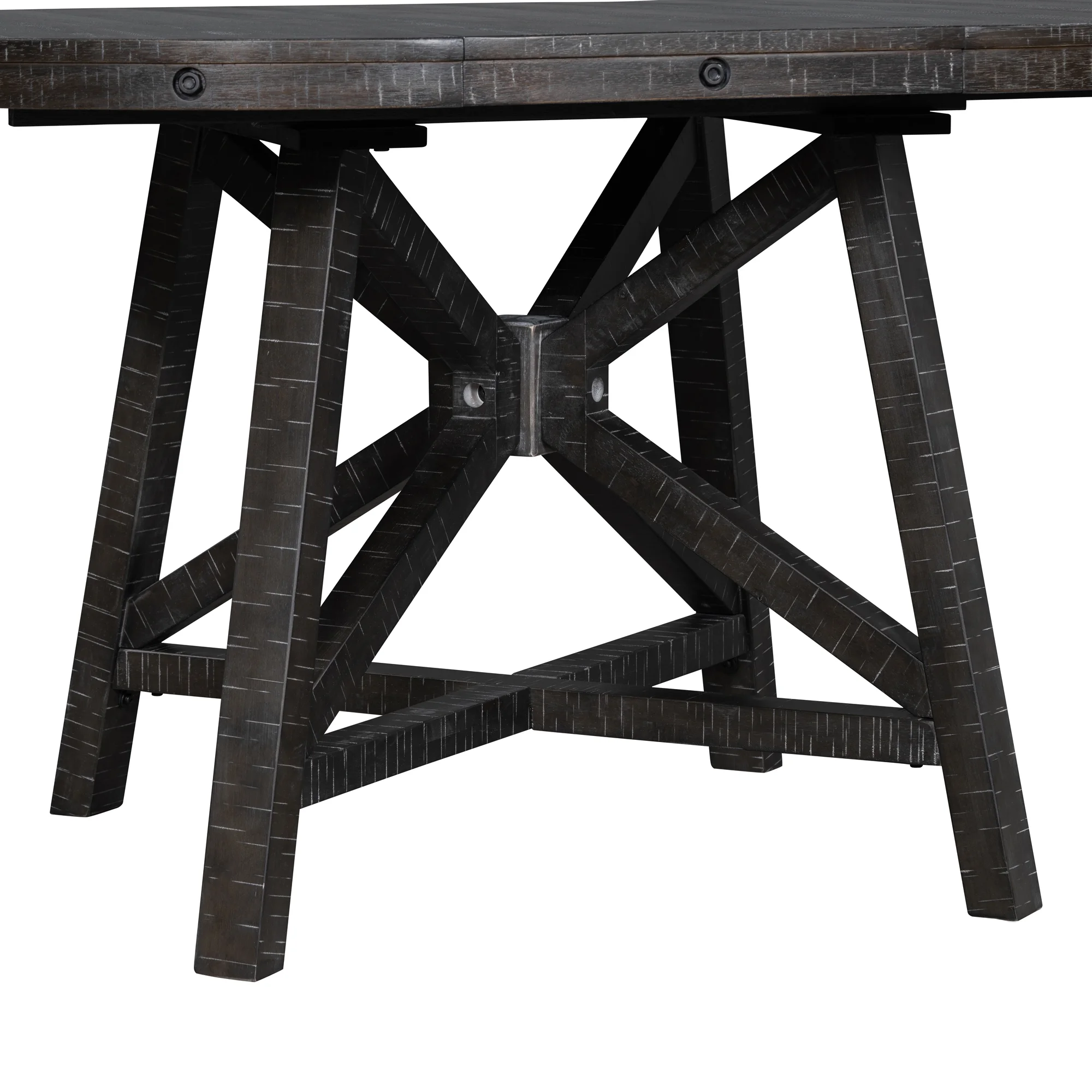 TREXM 5-Piece Retro Dining Set with Extendable Round Table, Removable Middle Leaf, and 4 Upholstered Chairs - Black