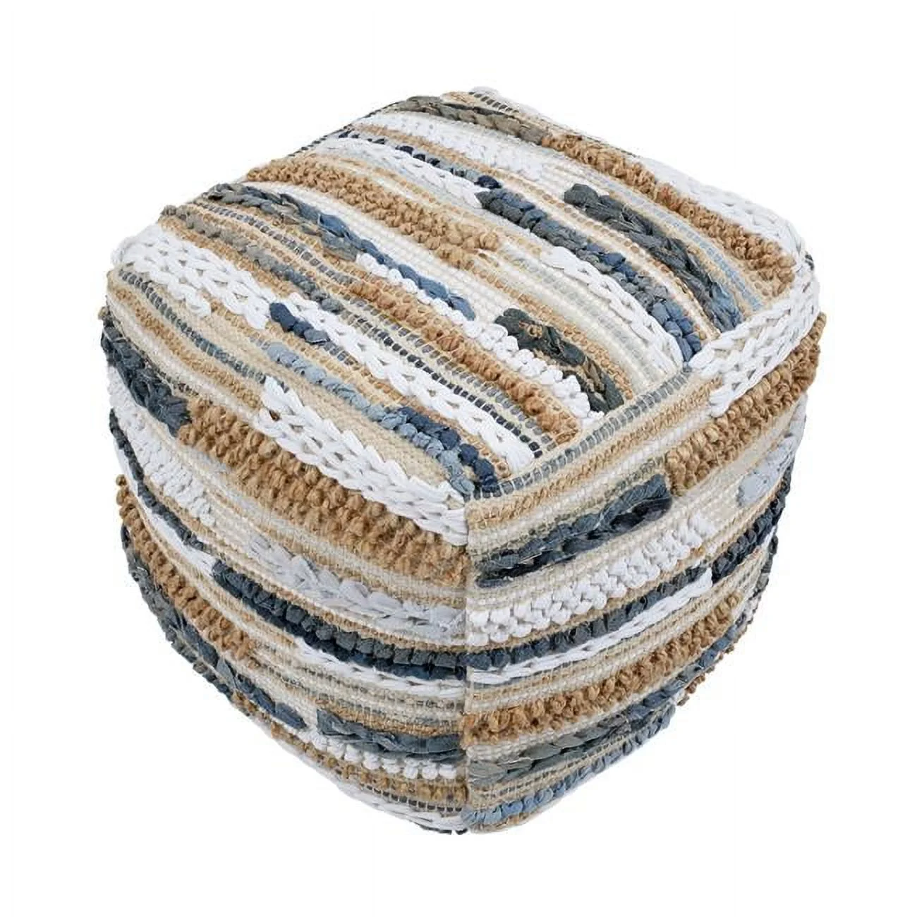 Pasargad Home PPF-614-1 Pasargad Home Grandcanyon Cotton Pouf Ottoman, Multicolor