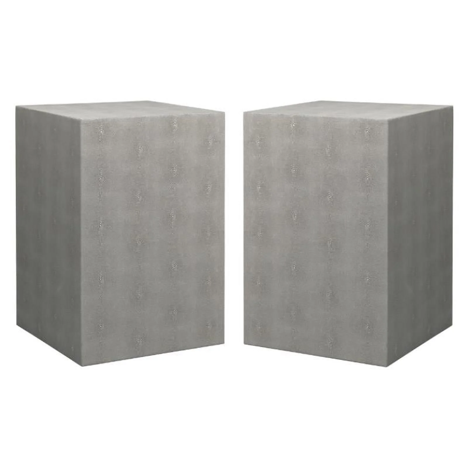 Home Square Square Faux Shagreen and Wood Side Table in Gray - Set of 2
