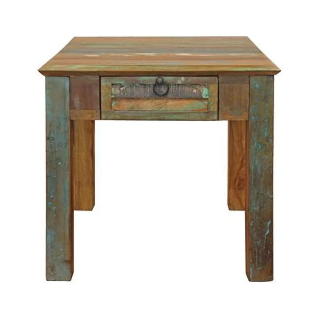 HomeRoots 488543 24 in. Solid Wood Square End Table with Drawer, Brown