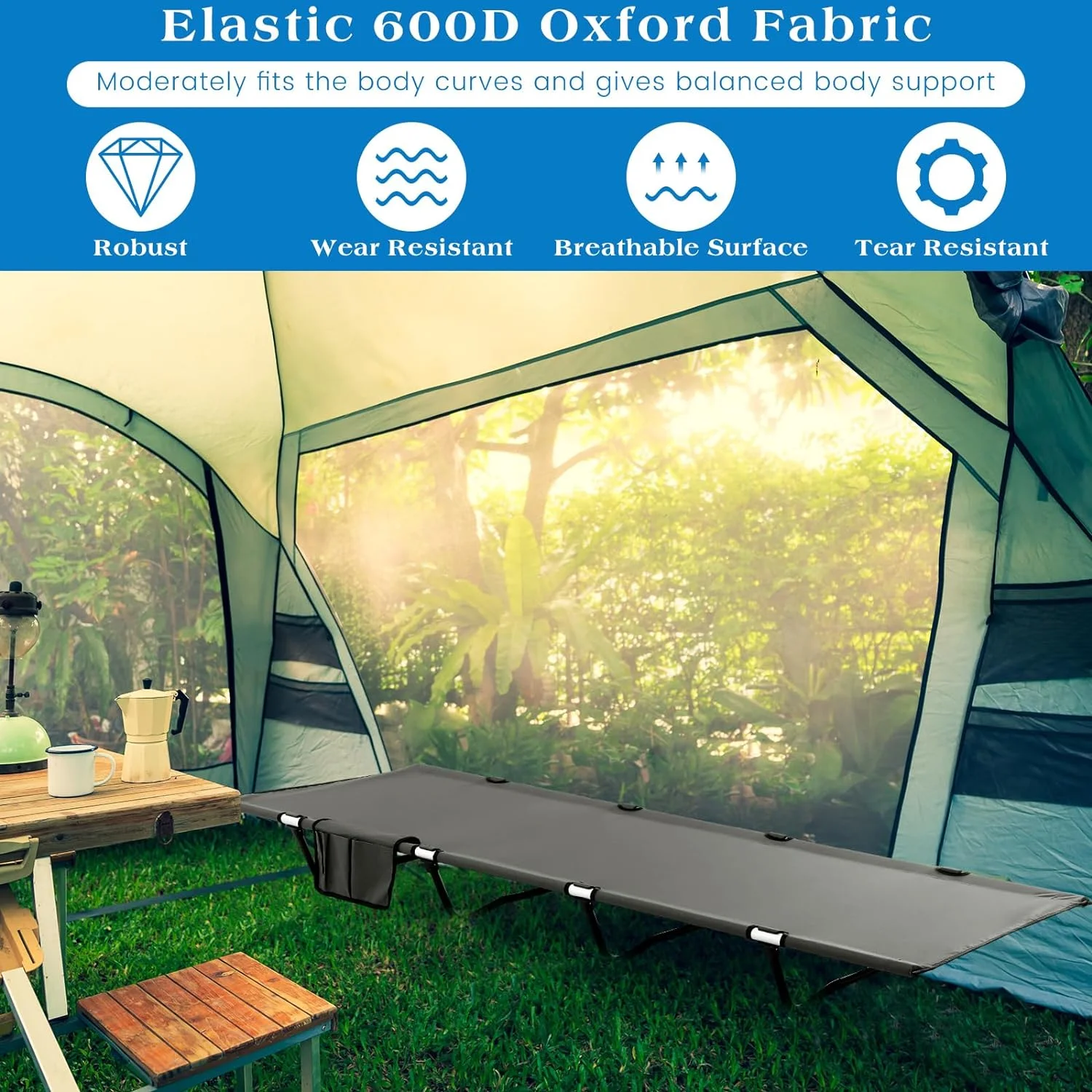 2 Pack Camping Cots Portable Lightweight Backpacking Cots Folding Ultralight Cot Bed with Carry Bag Supports 330 Lbs for Outdoor Sleeping Hiking Travel, Black