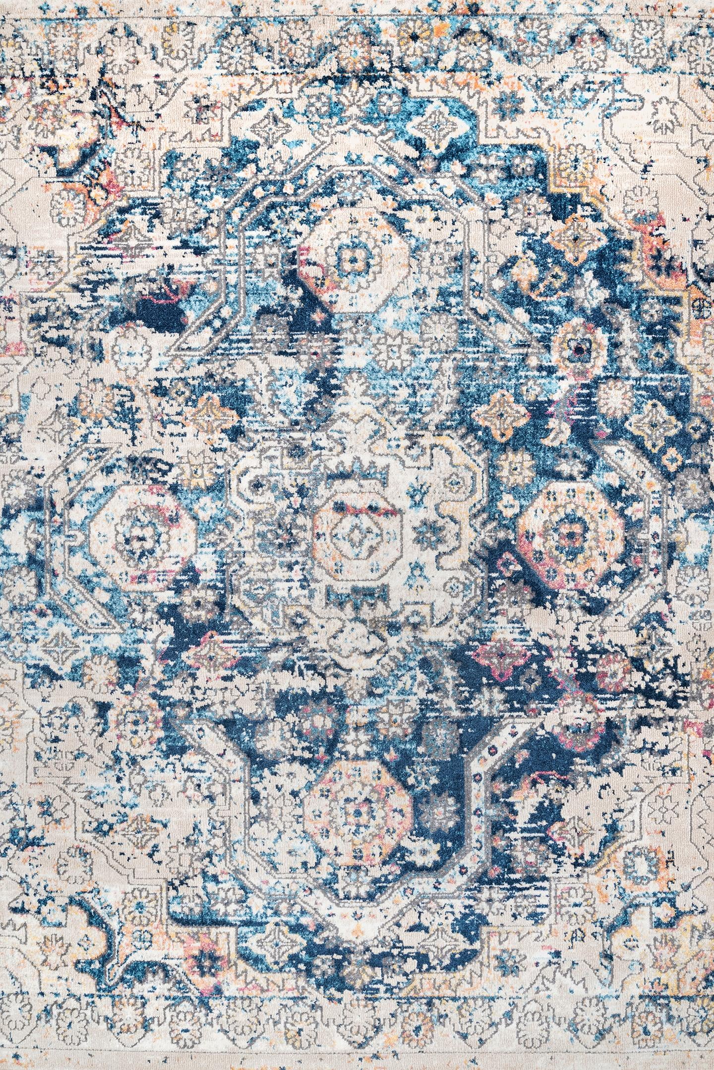 nuLOOM Joya Medallion Distressed Area Rug, 9' x 12', Blue