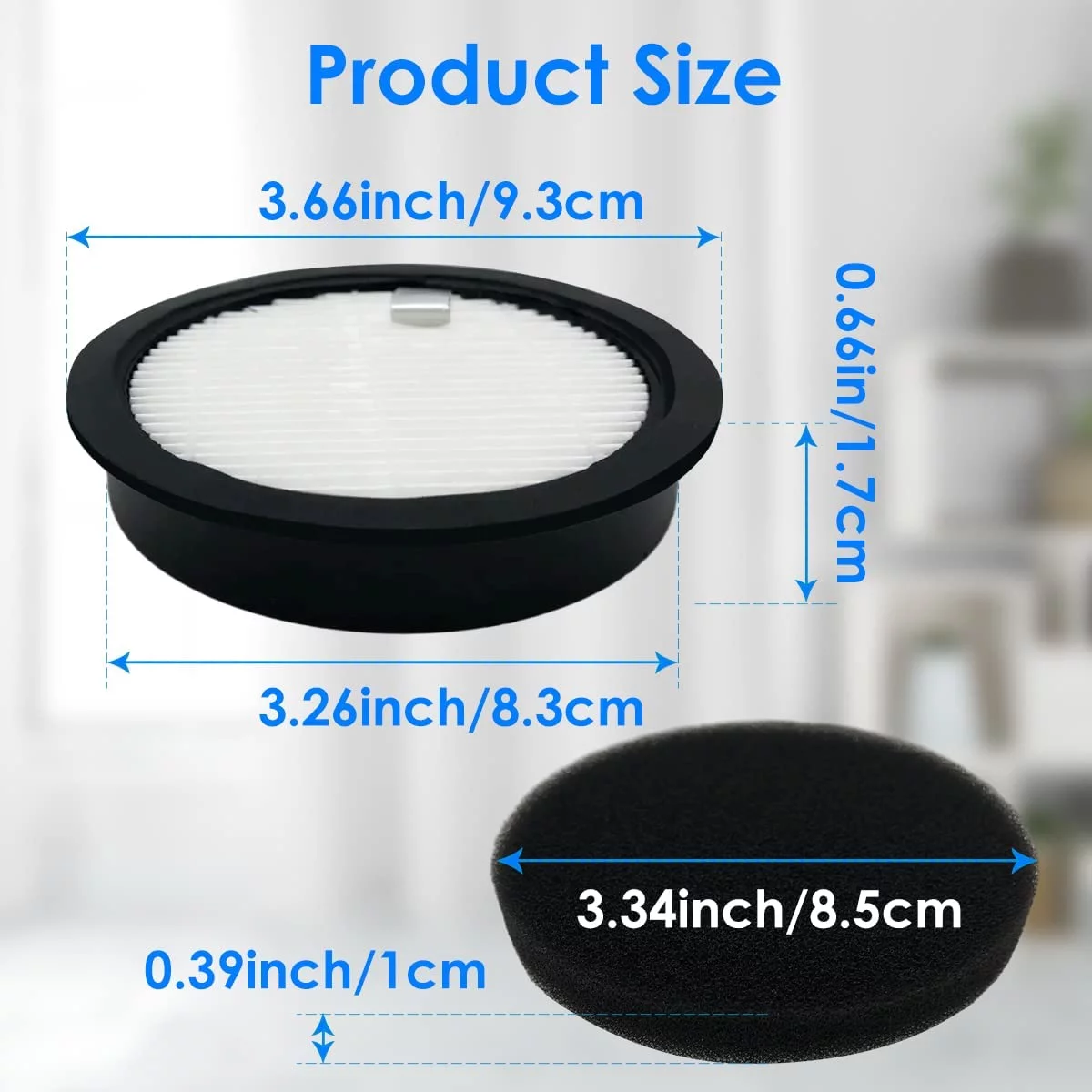 VACUSHOP Hepa Filters Compatible With Laresar Elite 3/WLUPEL KBHO15 Vacuum Cleaner (4 Filters+4 Sponges)